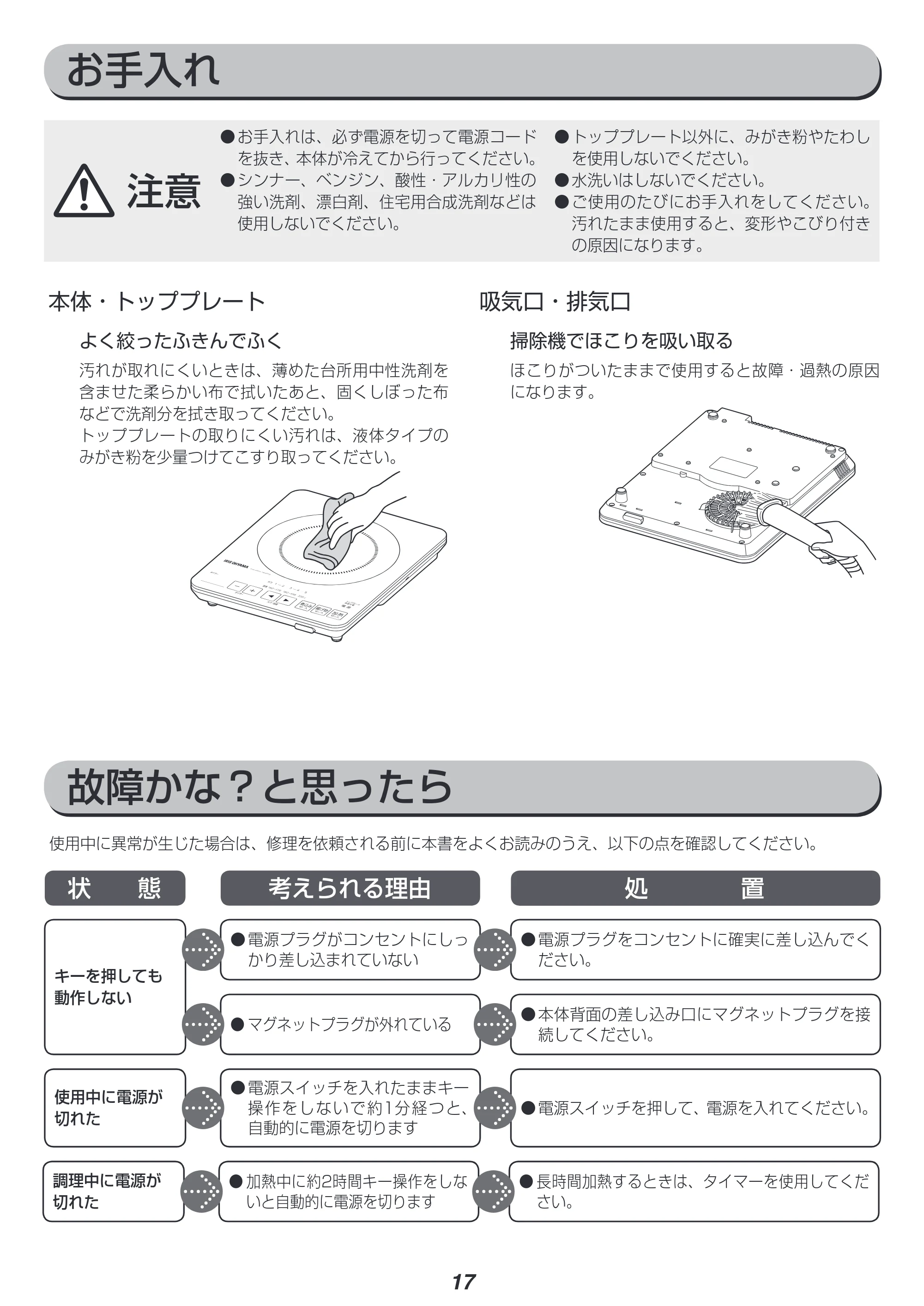 アイリスオーヤマ IHC-T42 取扱説明書 — 原本ページ — 17ページ