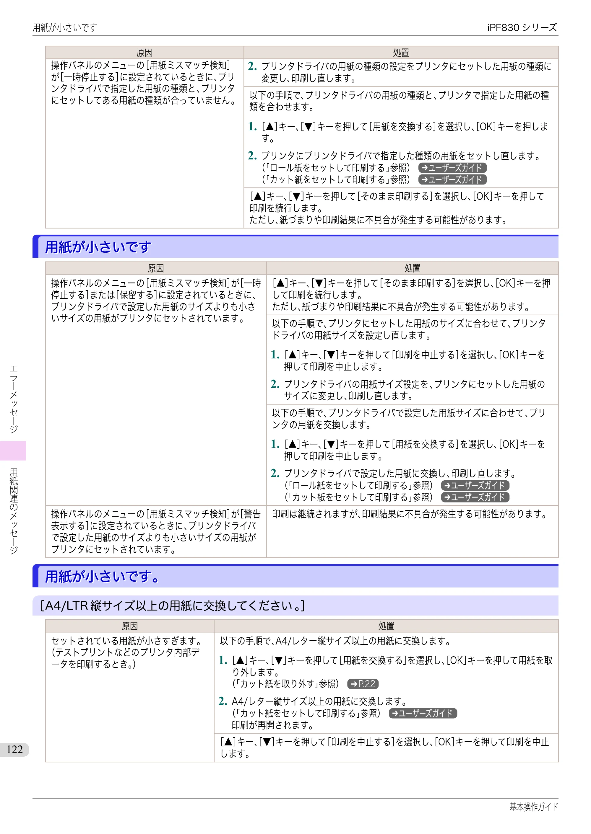 キヤノン iPF830/840/850 iPF830 基本操作ガイド（PDF：6.97MB） — 用紙が小さいです — 原本ページ — 122ページ