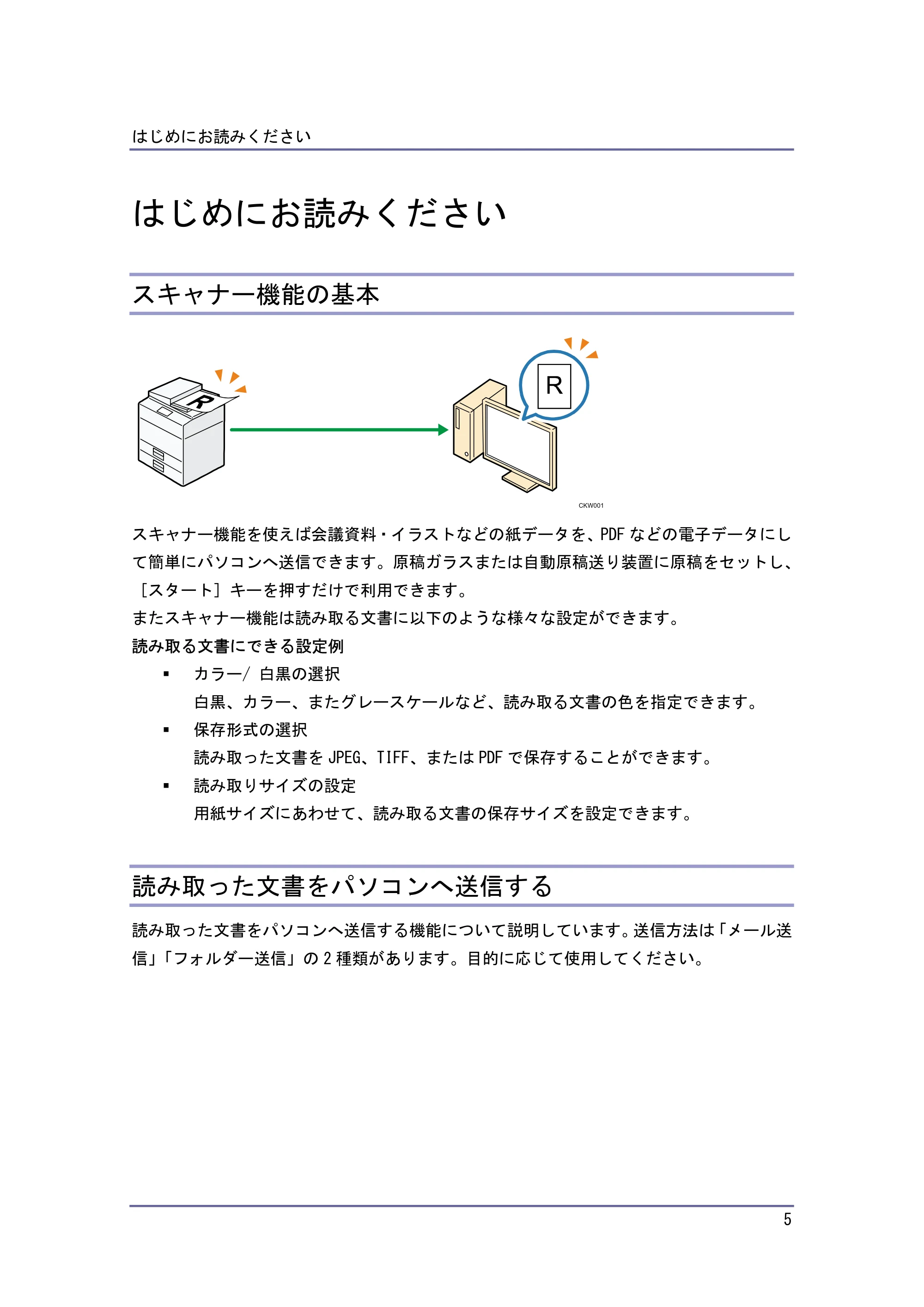 キヤノン iR W940/W940N スキャナー (PDF形式/3.41Mバイト) — はじめにお読みください — 原本ページ — 5ページ