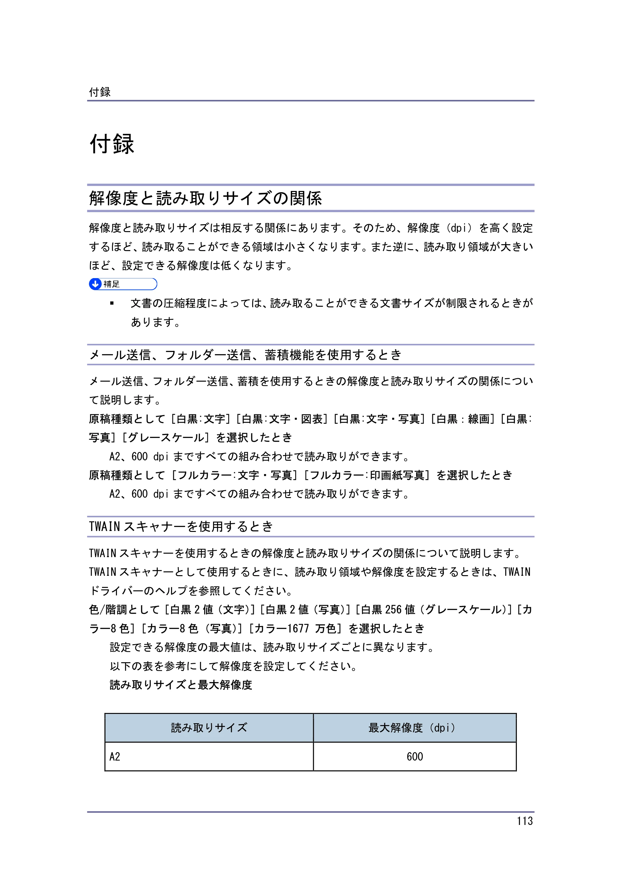 キヤノン iR W940/W940N スキャナー （PDF形式／3.41Mバイト） — 付録 — 原本ページ — 113ページ