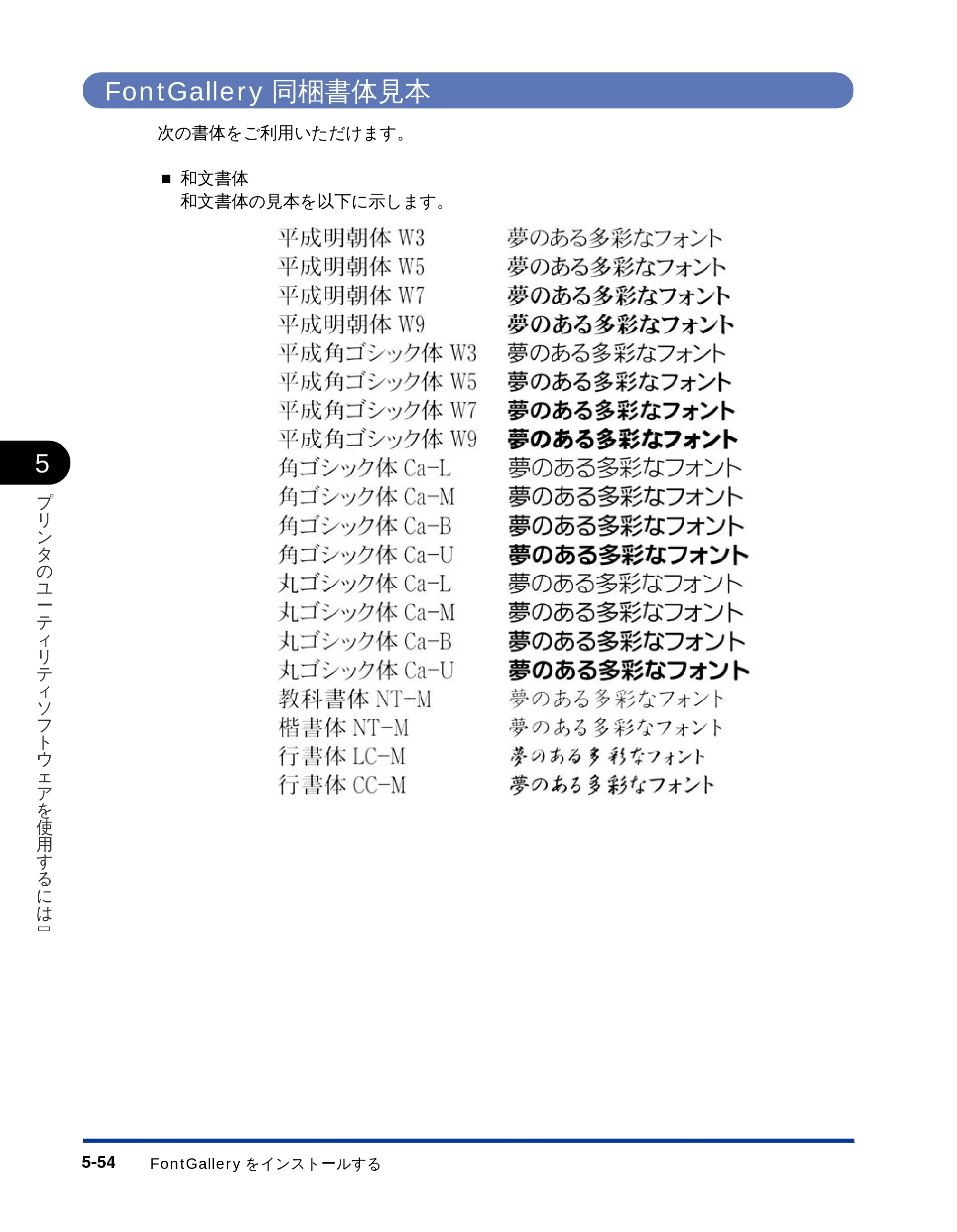 キヤノン LBP-2300 LIPSソフトウエアガイド （PDF形式／5.53Mバイト） — FontGallery同梱書体見本 — 原本ページ — 164ページ