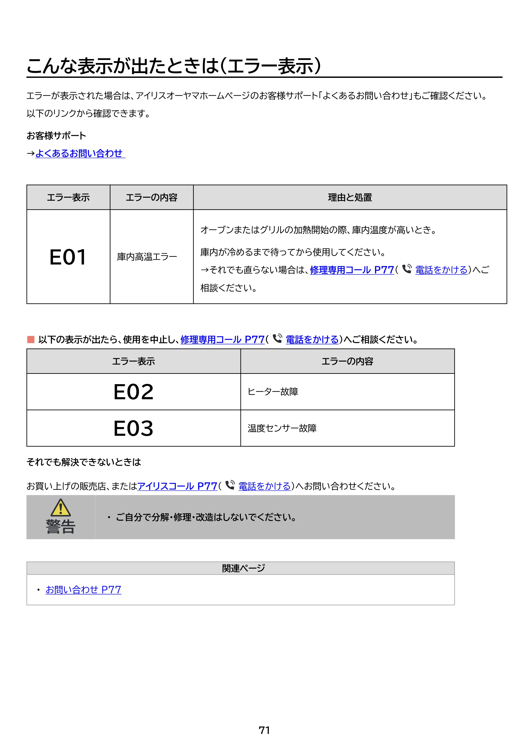 アイリスオーヤマ PMO-F1602 取扱説明書 — 原本ページ — 71ページ