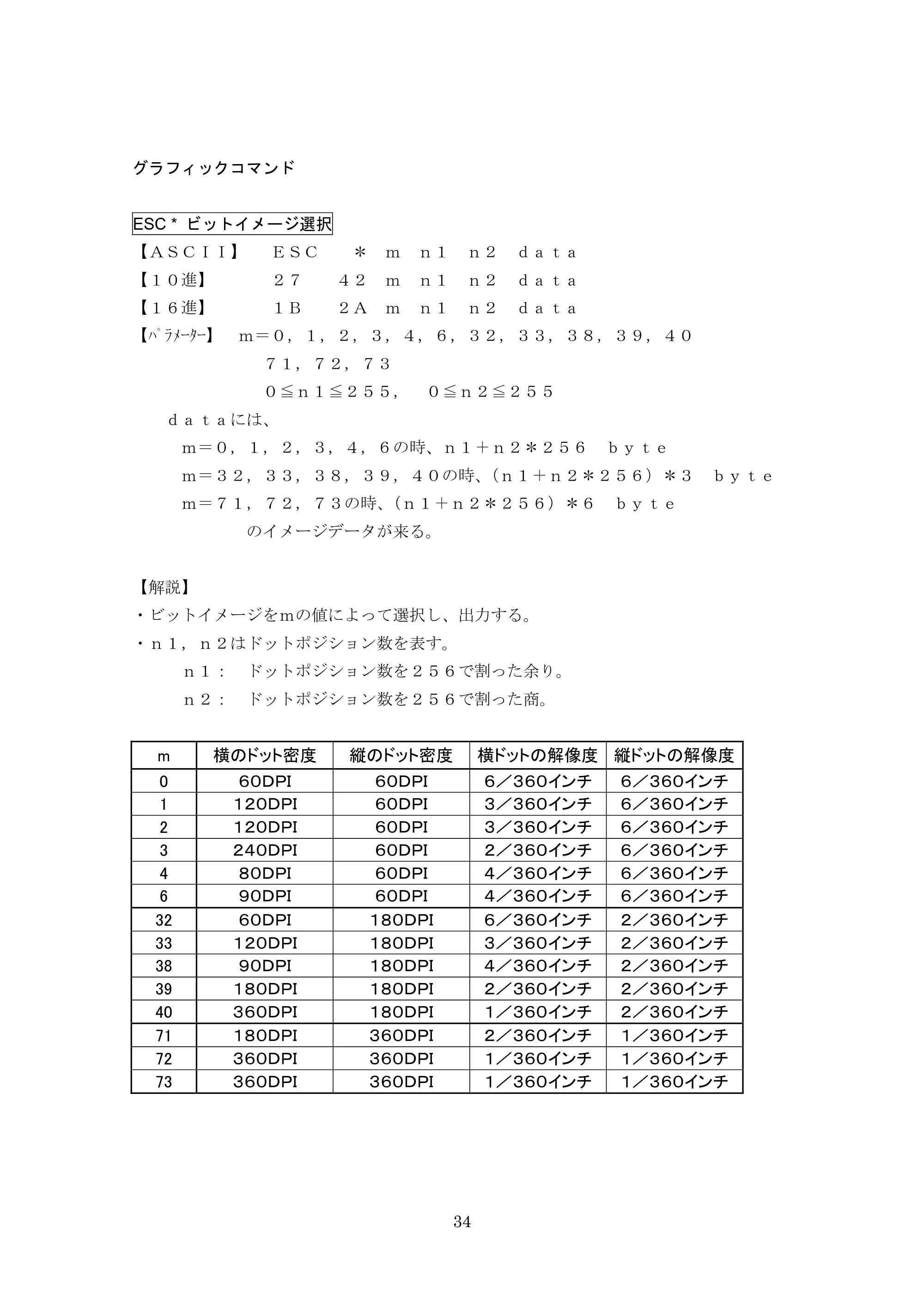 ブラザー PT-9700PC / PT-9800PCN ESC/Pコマンドリファレンス — グラフィックコマンド — 原本ページ — 34ページ