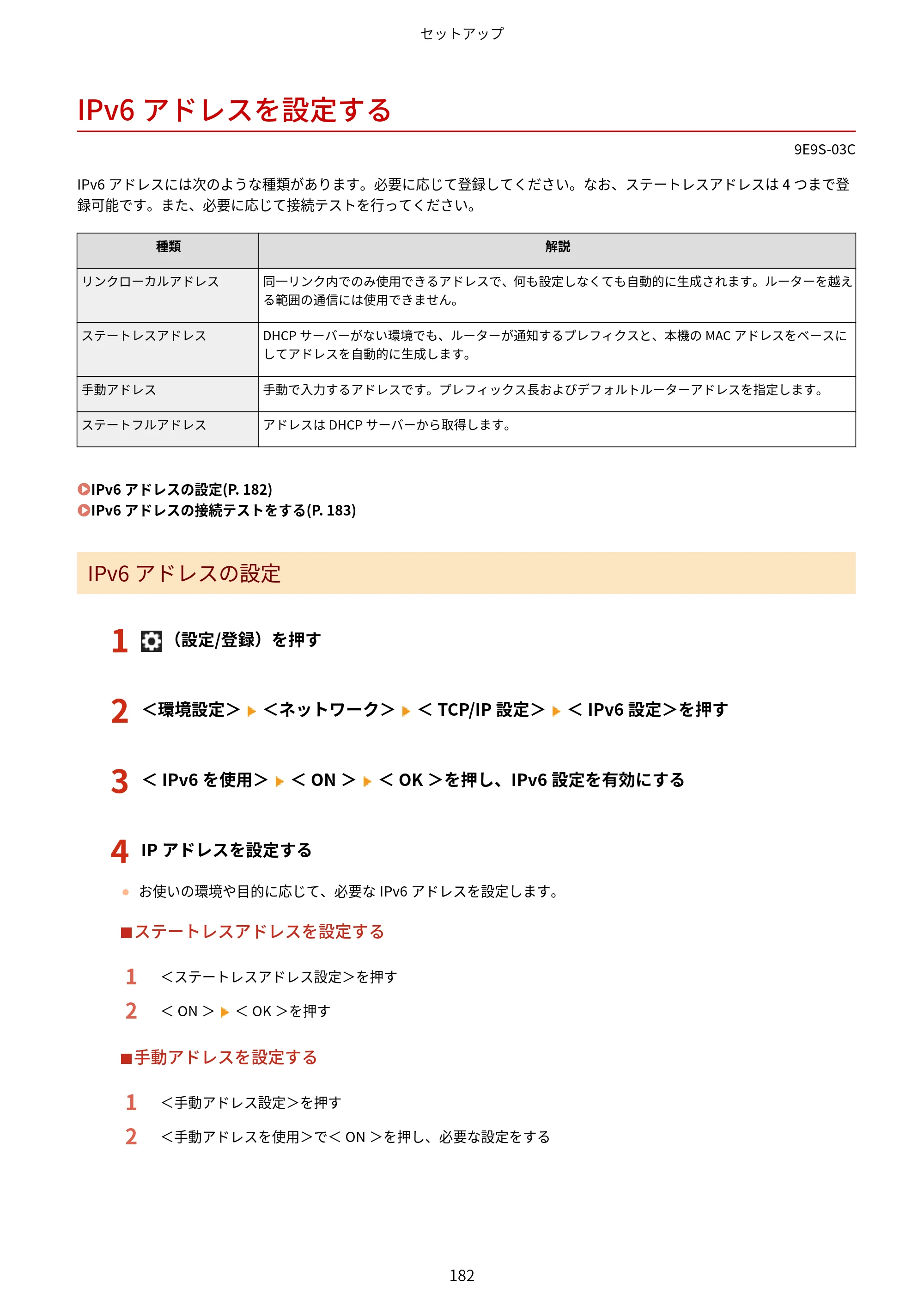 キヤノン MF842Cdw ユーザーズガイド 2026年6月25日更新（PDF：15.4MB） — IPv6アドレスを設定する — 原本ページ — 194ページ