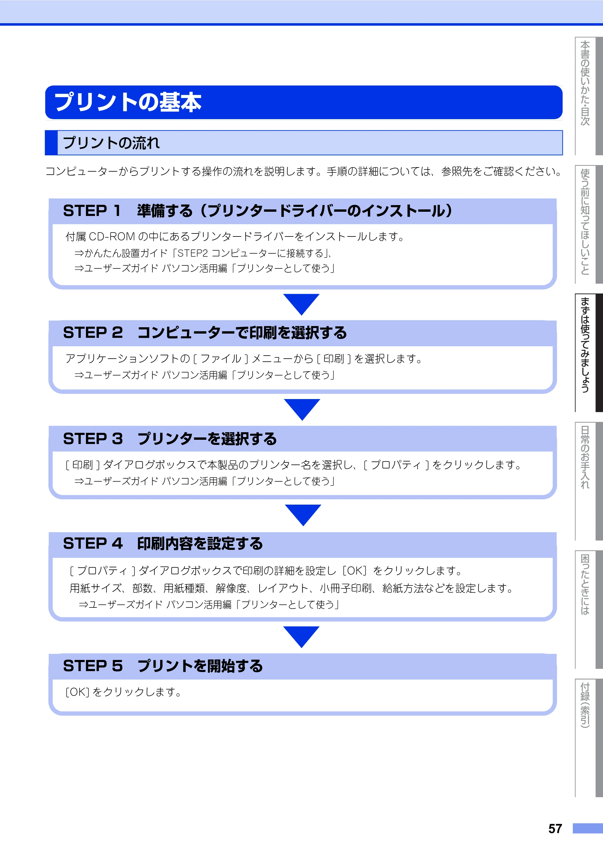 ブラザー FAX-2840 ユーザーズガイド ~基本編~ — プリントの基本 — 原本ページ — 57ページ
