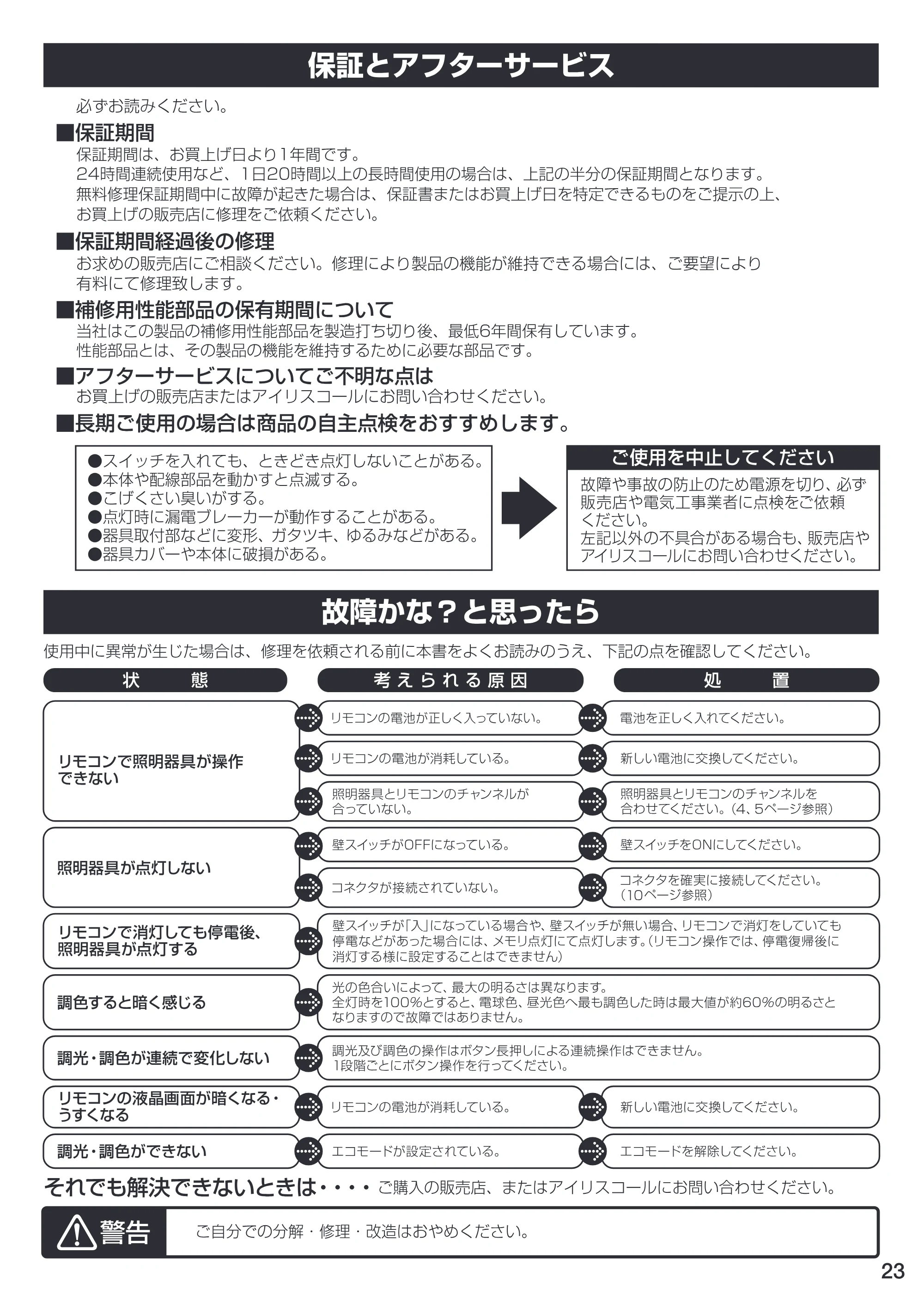 アイリスオーヤマ CL8DL-CSL1 取扱説明書 — 原本ページ — 23ページ