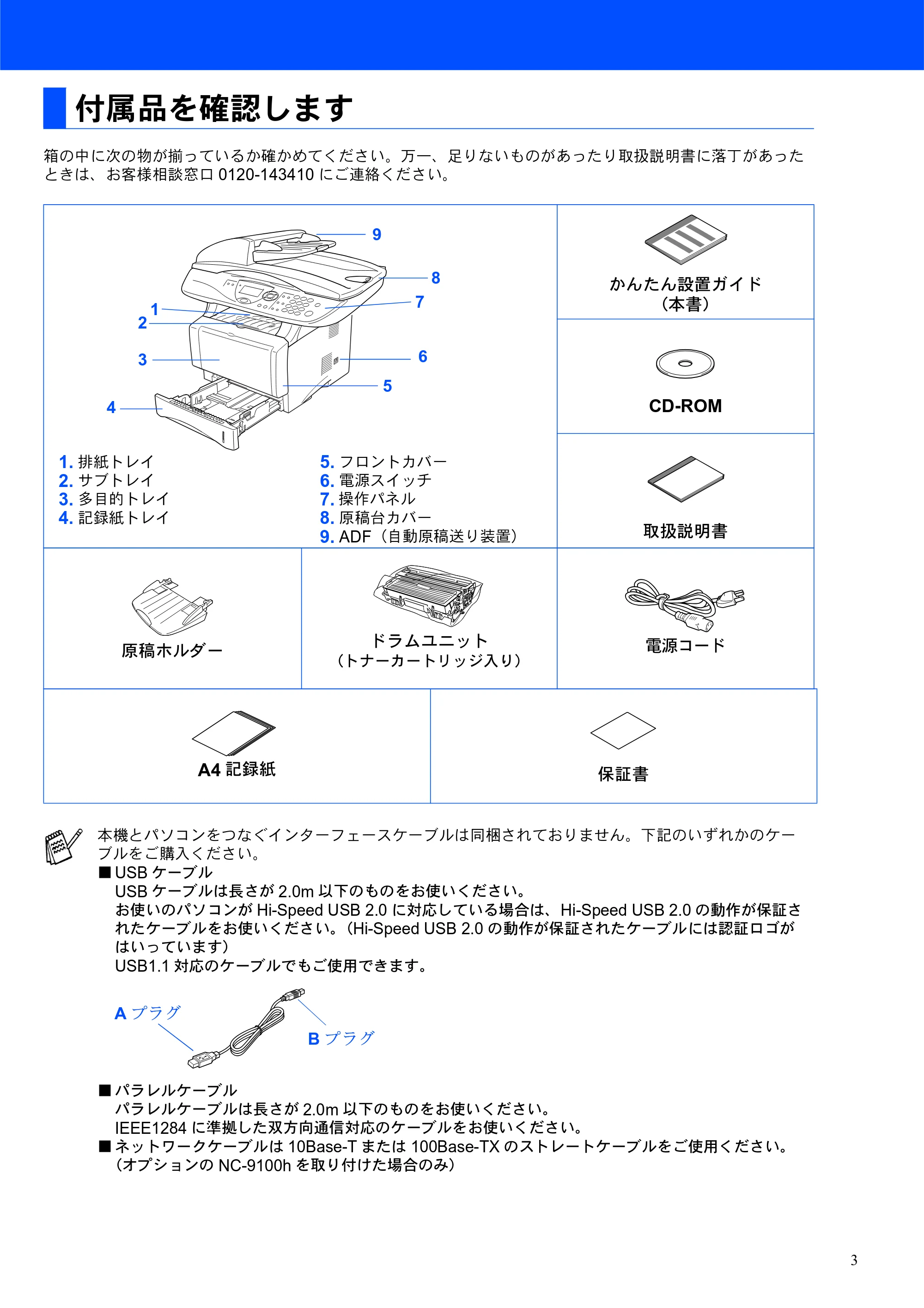 ブラザー DCP-8025J かんたん設置ガイド — 原本ページ — 3ページ