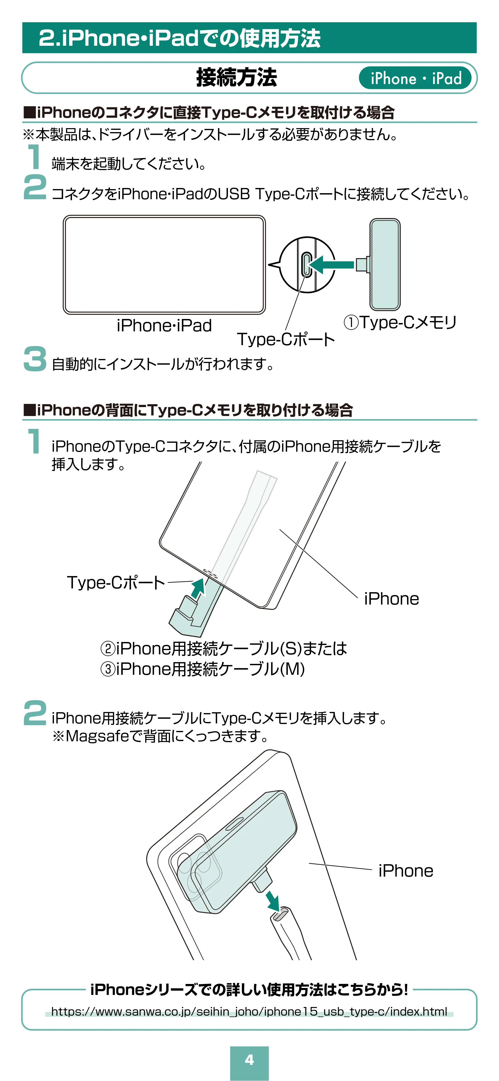 サンワサプライ 600-IPCLED128G / 600-IPCLED256G / 600-IPCLED512G 取扱説明書 — 原本ページ — 4ページ