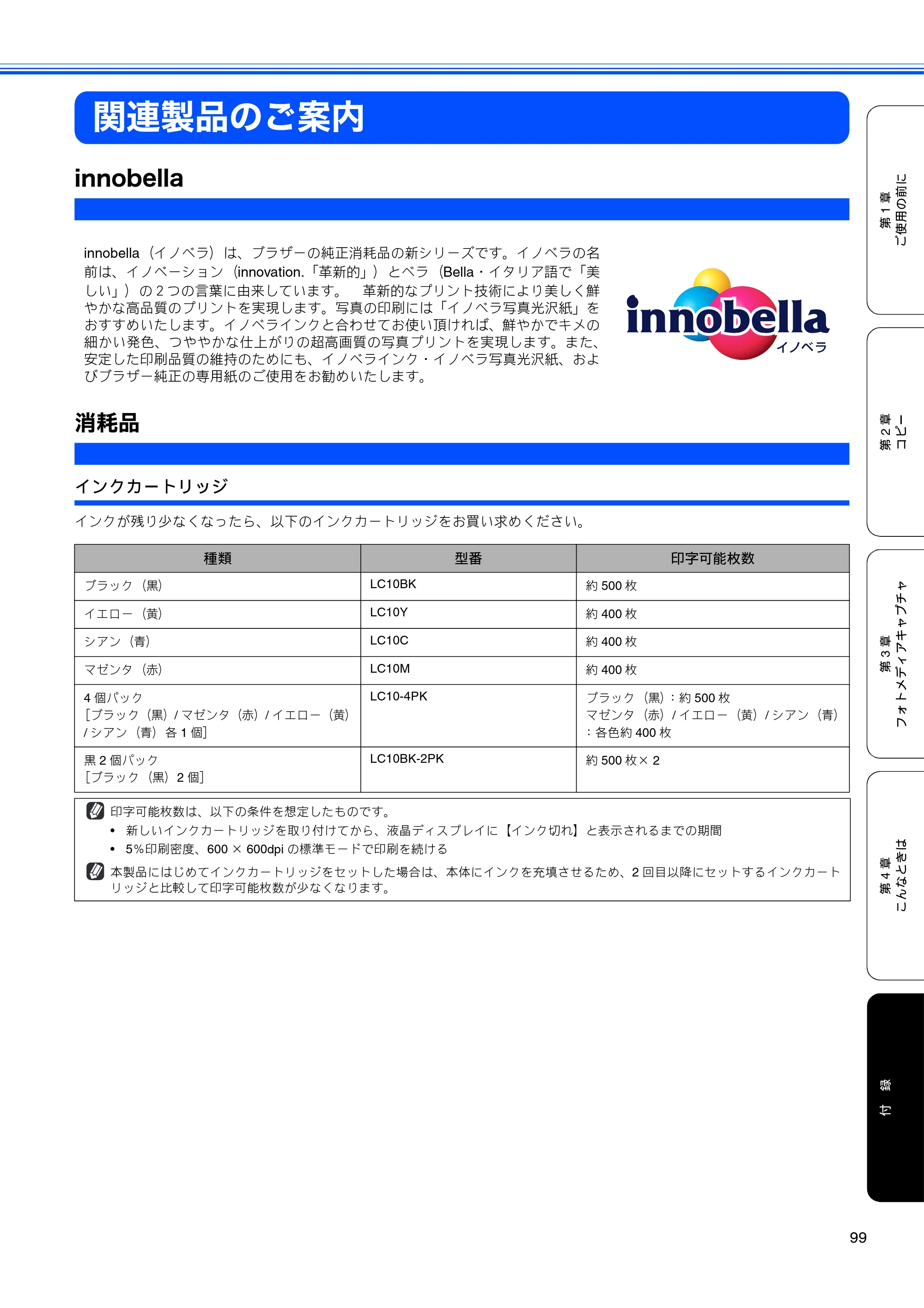 ブラザー DCP-770CN 取扱説明書（本体） — 関連製品のご案内 — 原本ページ — 101ページ