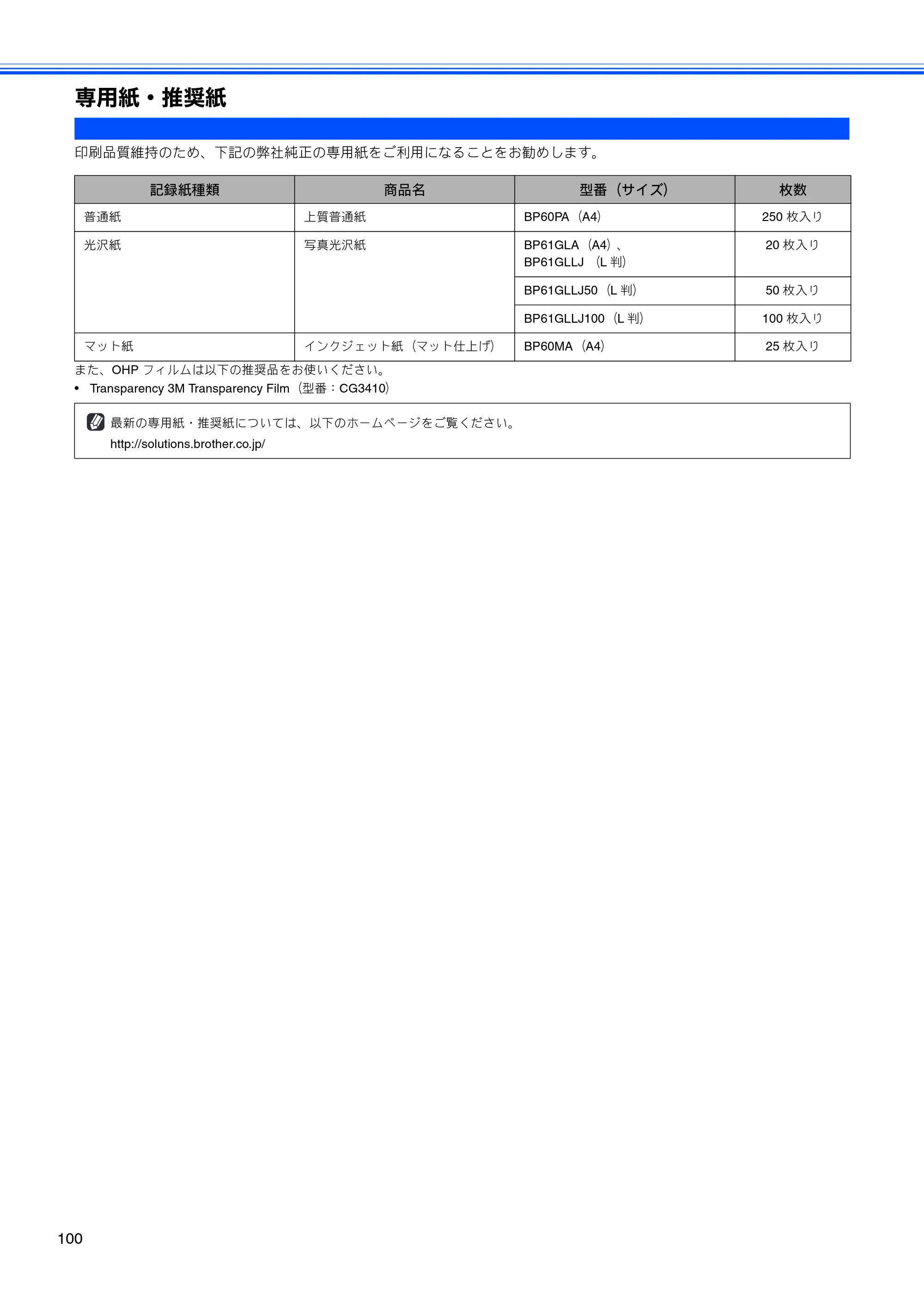 ブラザー DCP-770CN 取扱説明書（本体） — 専用紙・推奨紙 — 原本ページ — 102ページ
