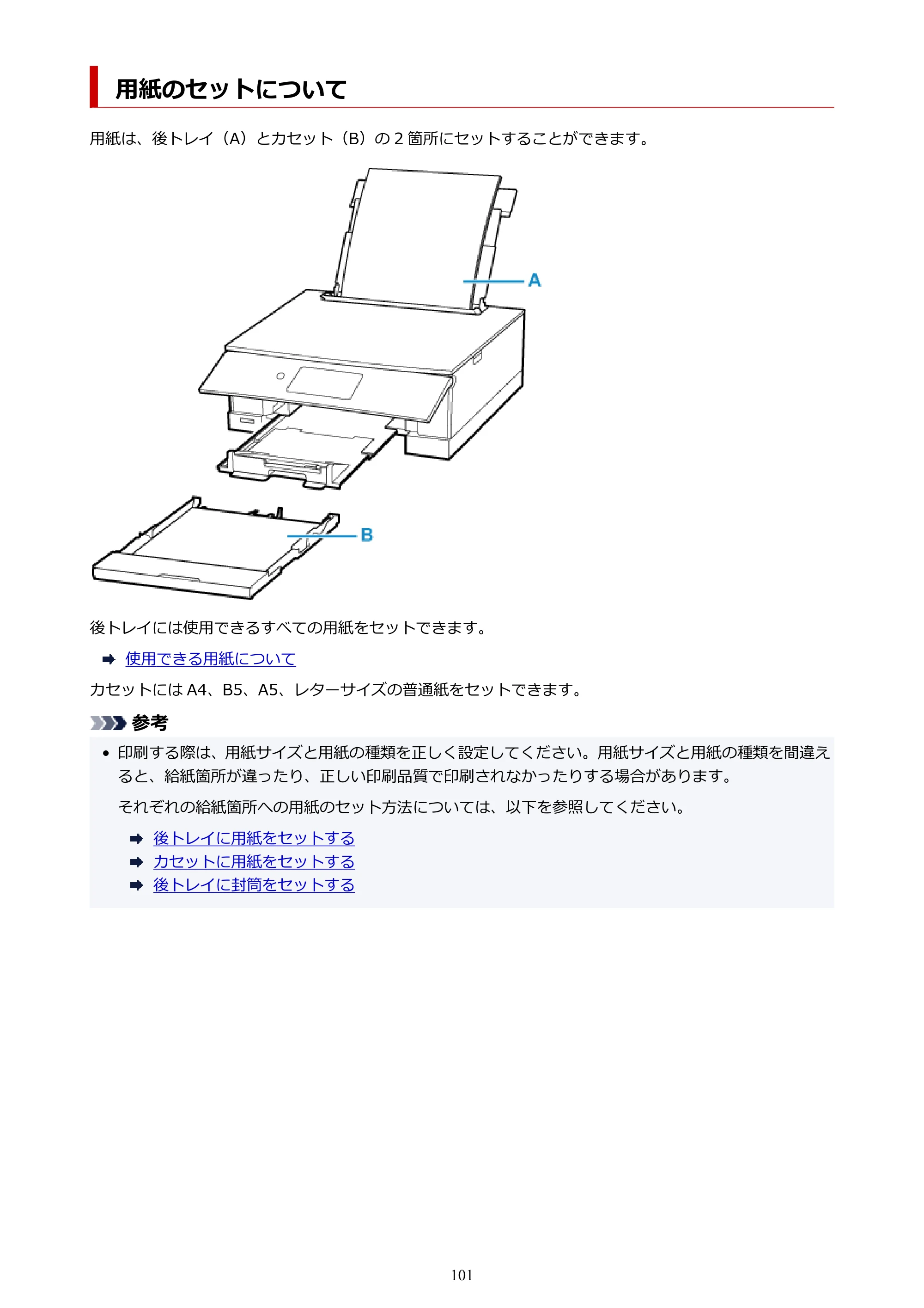 キヤノン PIXUS TS8230 オンラインマニュアル PDF版(Windows版) — 用紙のセットについて — 原本ページ — 101ページ
