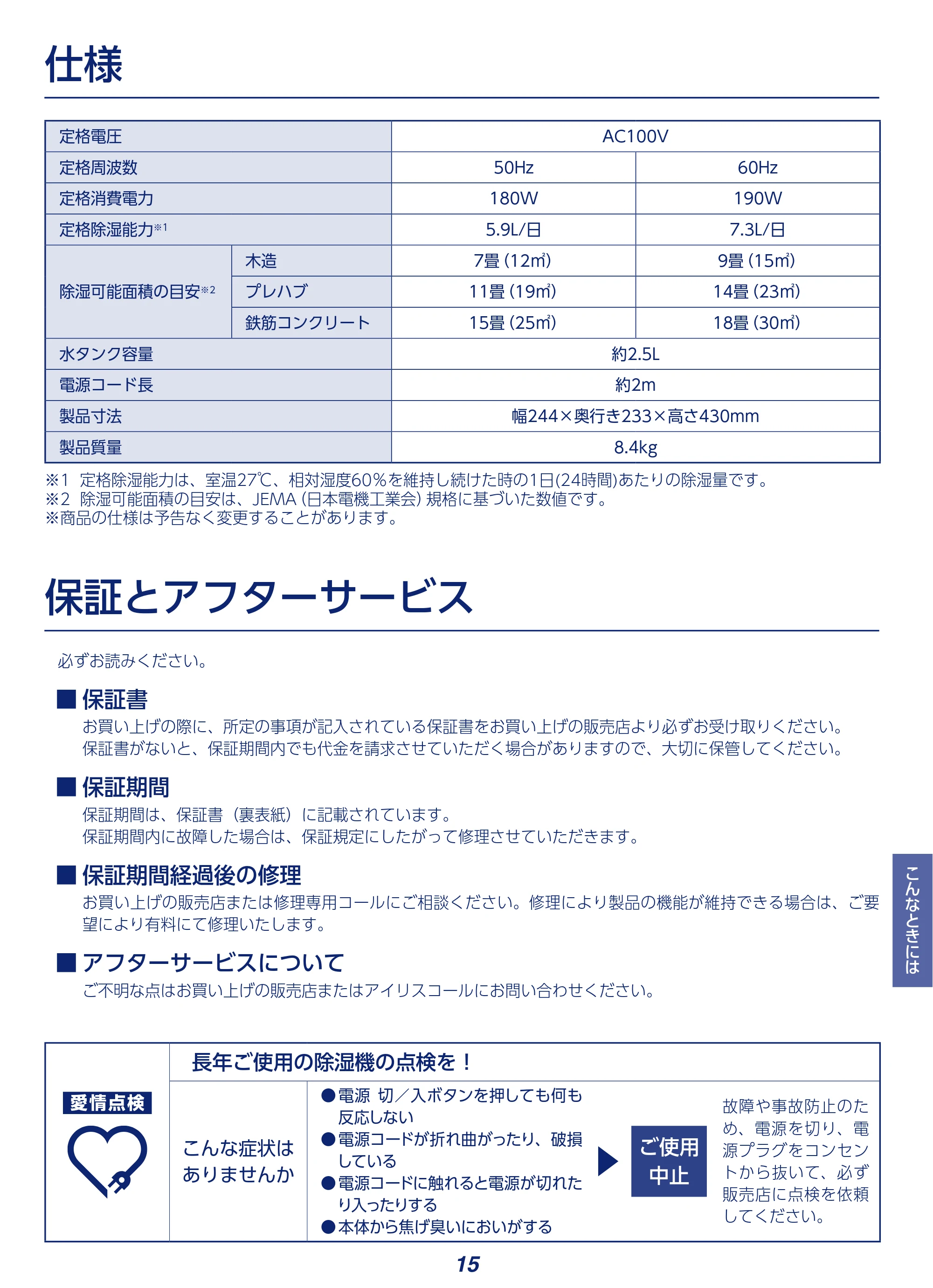 アイリスオーヤマ KIJC-P70 取扱説明書 — 原本ページ — 15ページ