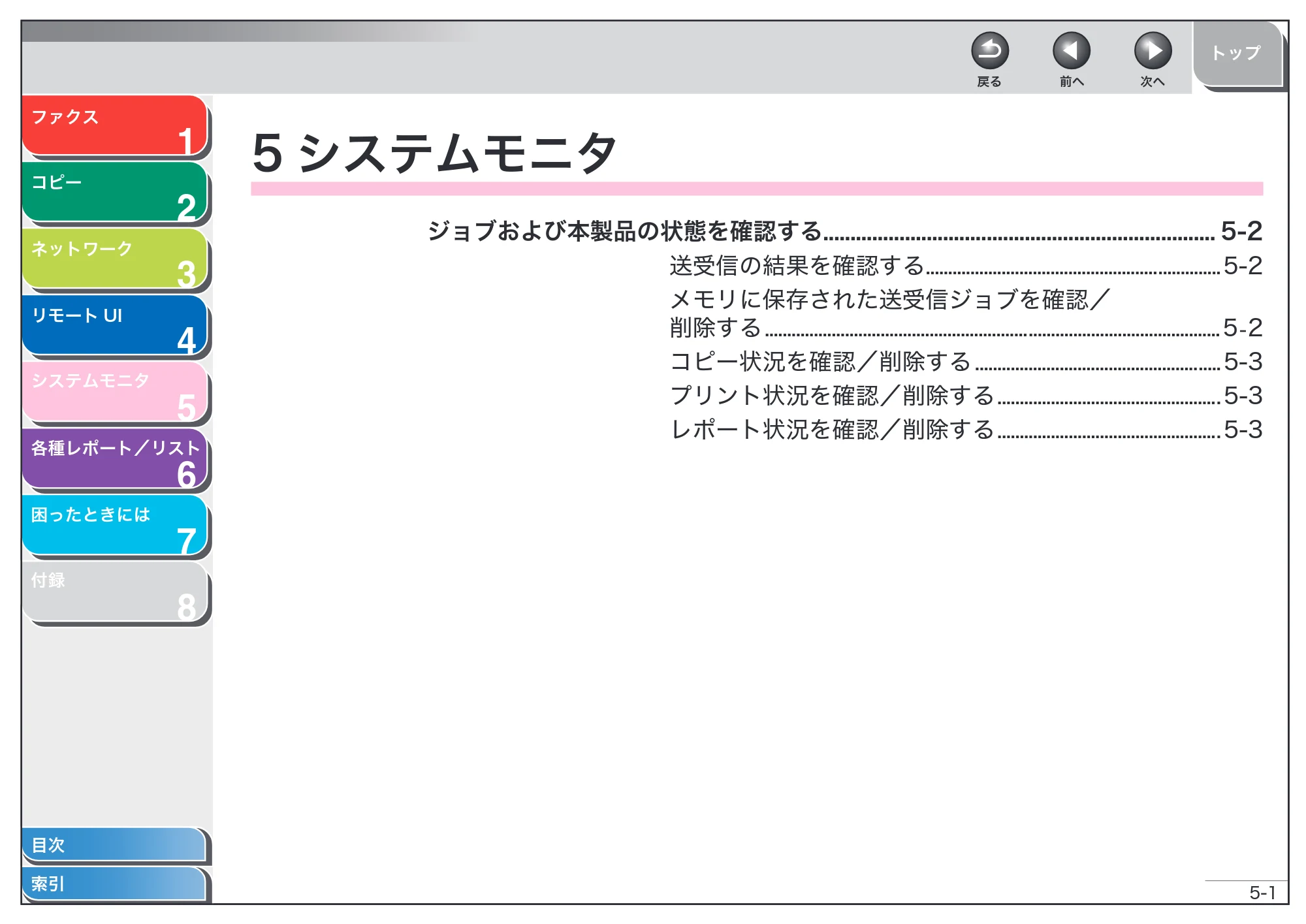 キヤノン MF6570 操作ガイド （応用編） （PDF形式／6.82Mバイト） — 5 システムモニタ — 原本ページ — 90ページ
