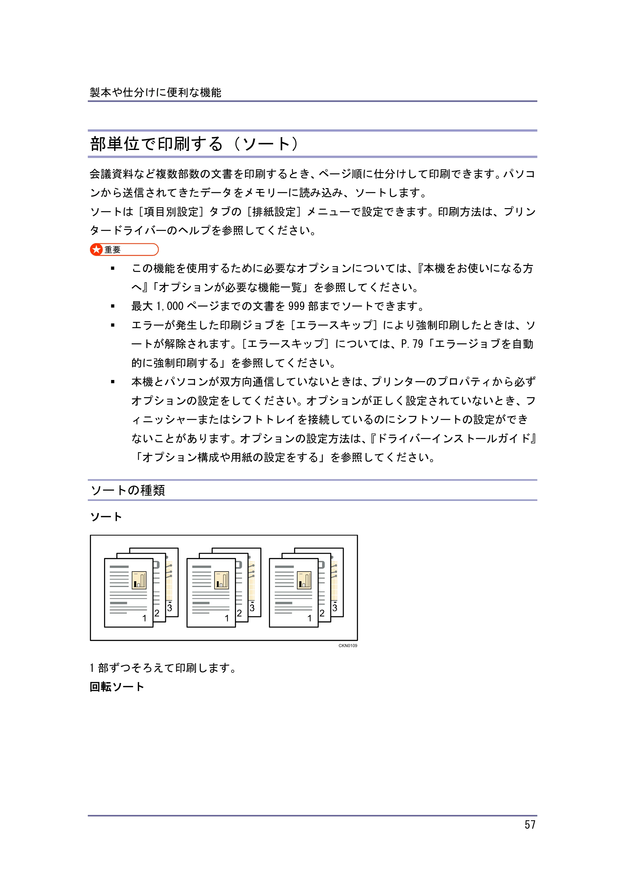 京セラ TASKalfa 4010w / TASKalfa 4011w / TASKalfa 4012w TASKalfa 4010w/4011w/4012w 使用説明書 (プリンター) — 部単位で印刷する（ソート） — 原本ページ — 57ページ