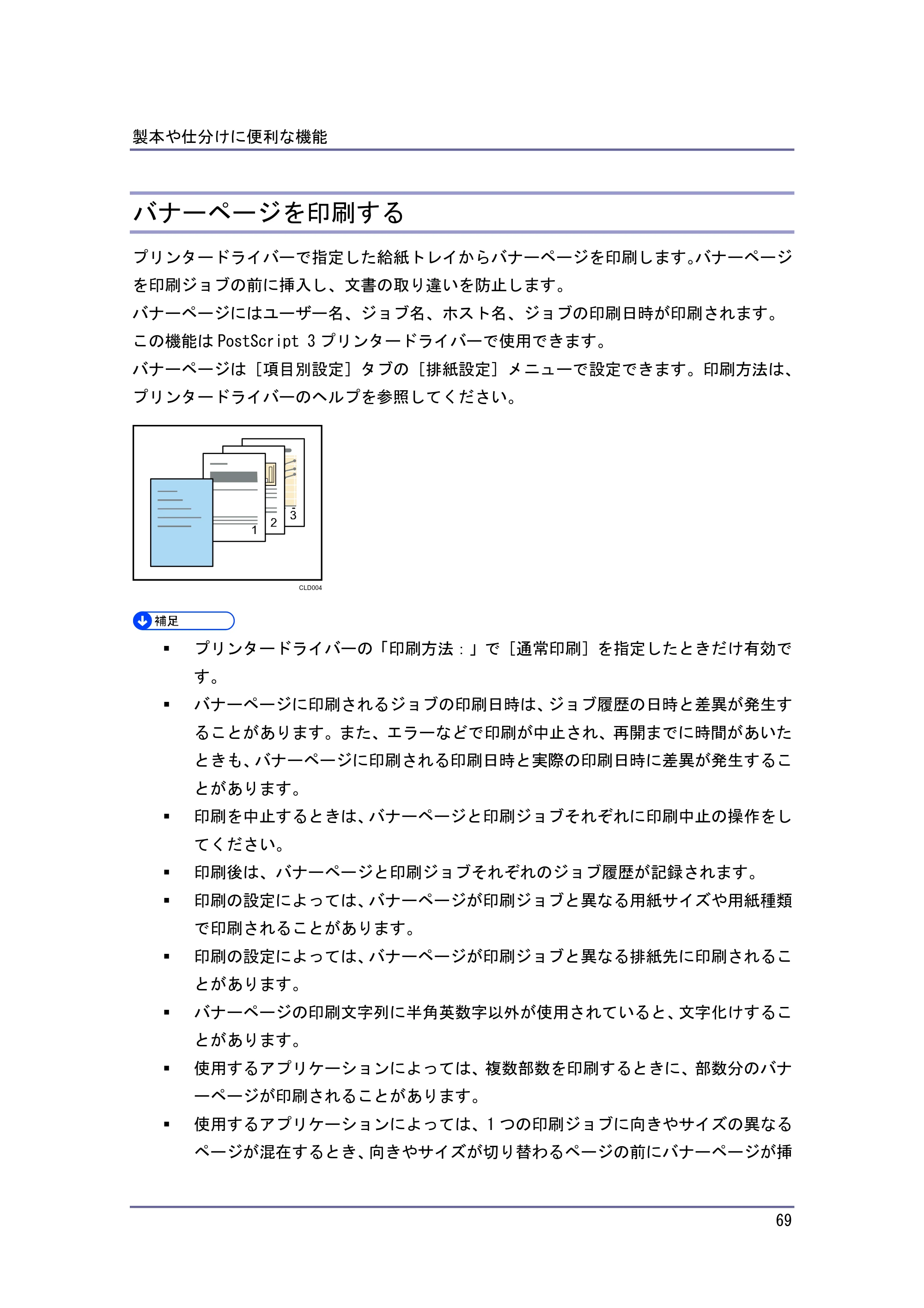 京セラ TASKalfa 4010w / TASKalfa 4011w / TASKalfa 4012w TASKalfa 4010w/4011w/4012w 使用説明書 (プリンター) — バナーページを印刷する — 原本ページ — 69ページ