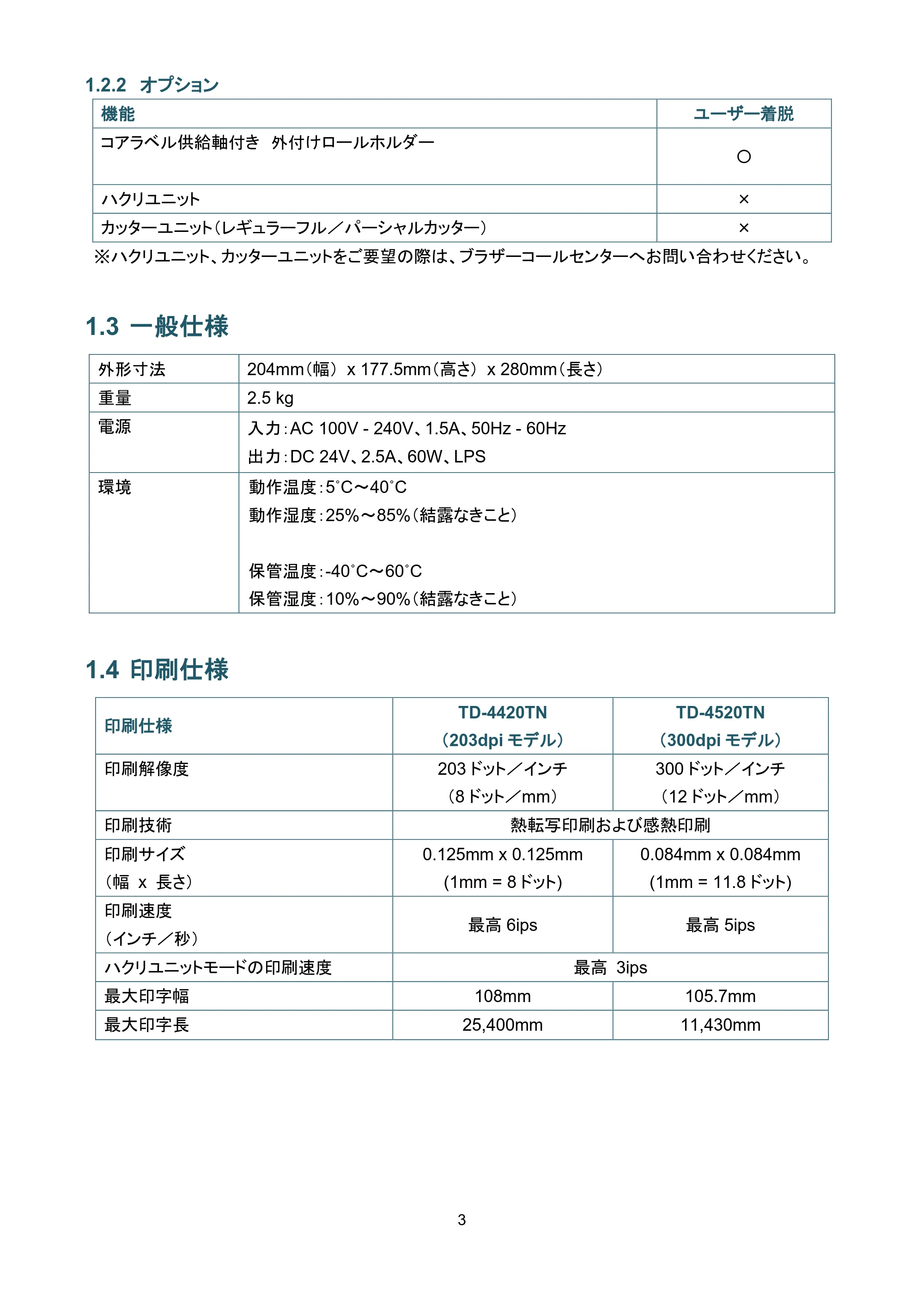 ブラザー TD-4420TN / TD-4520TN ユーザーズガイド — 1.2.2 オプション — 原本ページ — 7ページ