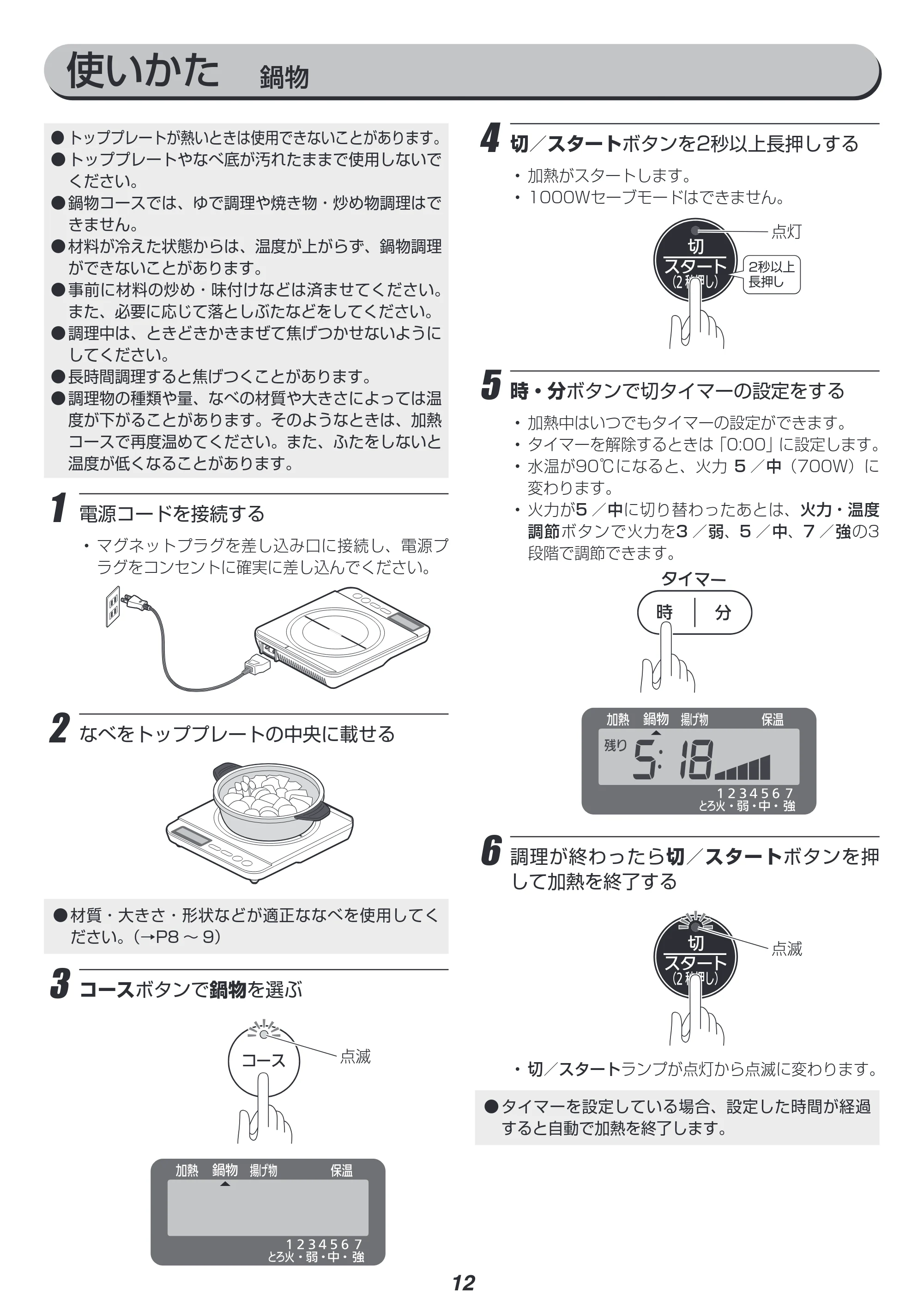 アイリスオーヤマ IHC-T71 取扱説明書 — 原本ページ — 12ページ