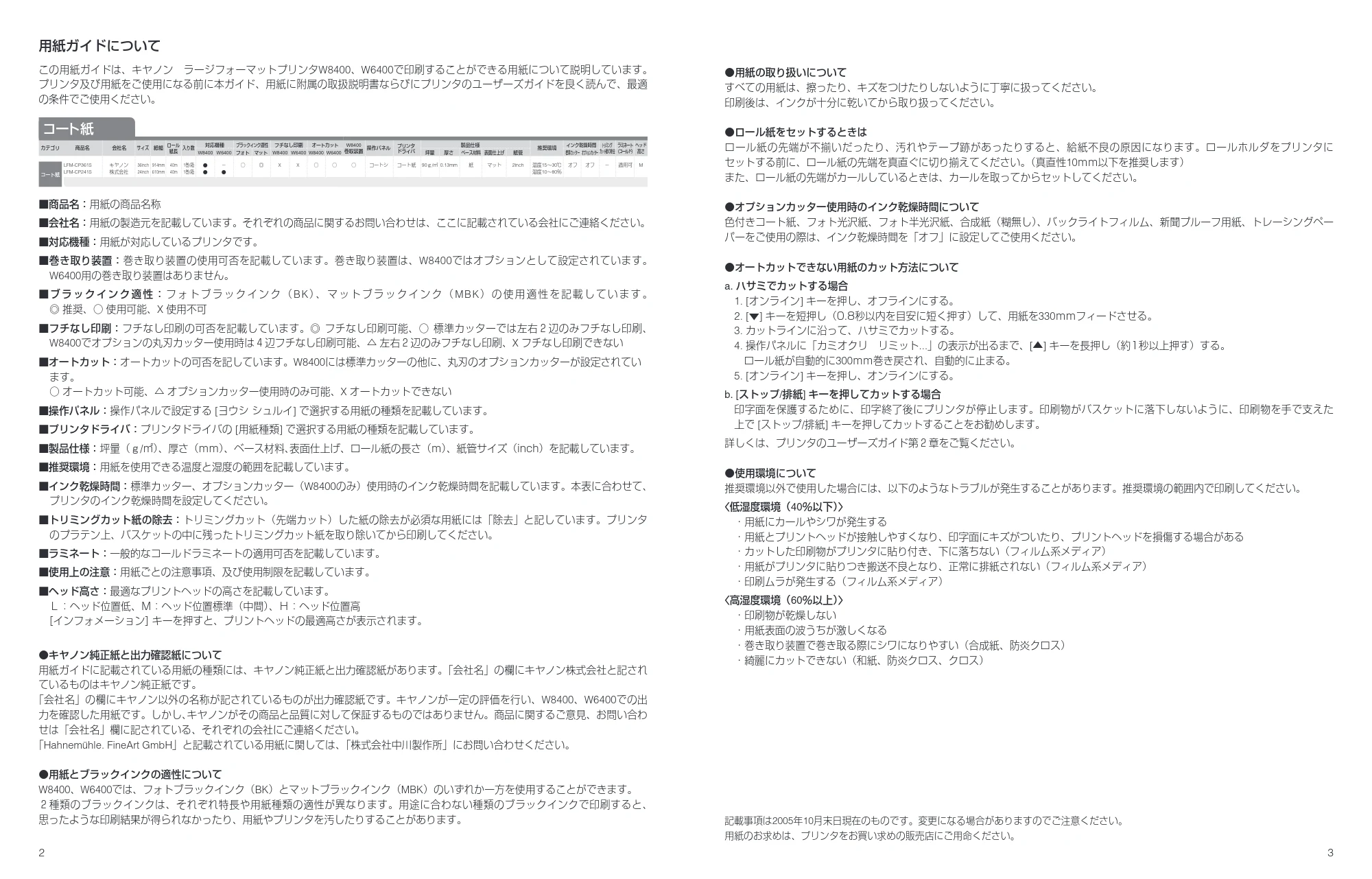 キヤノン W6400 用紙ガイド (PDF形式/0.23Mバイト) — 用紙ガイドについて — 原本ページ — 2ページ