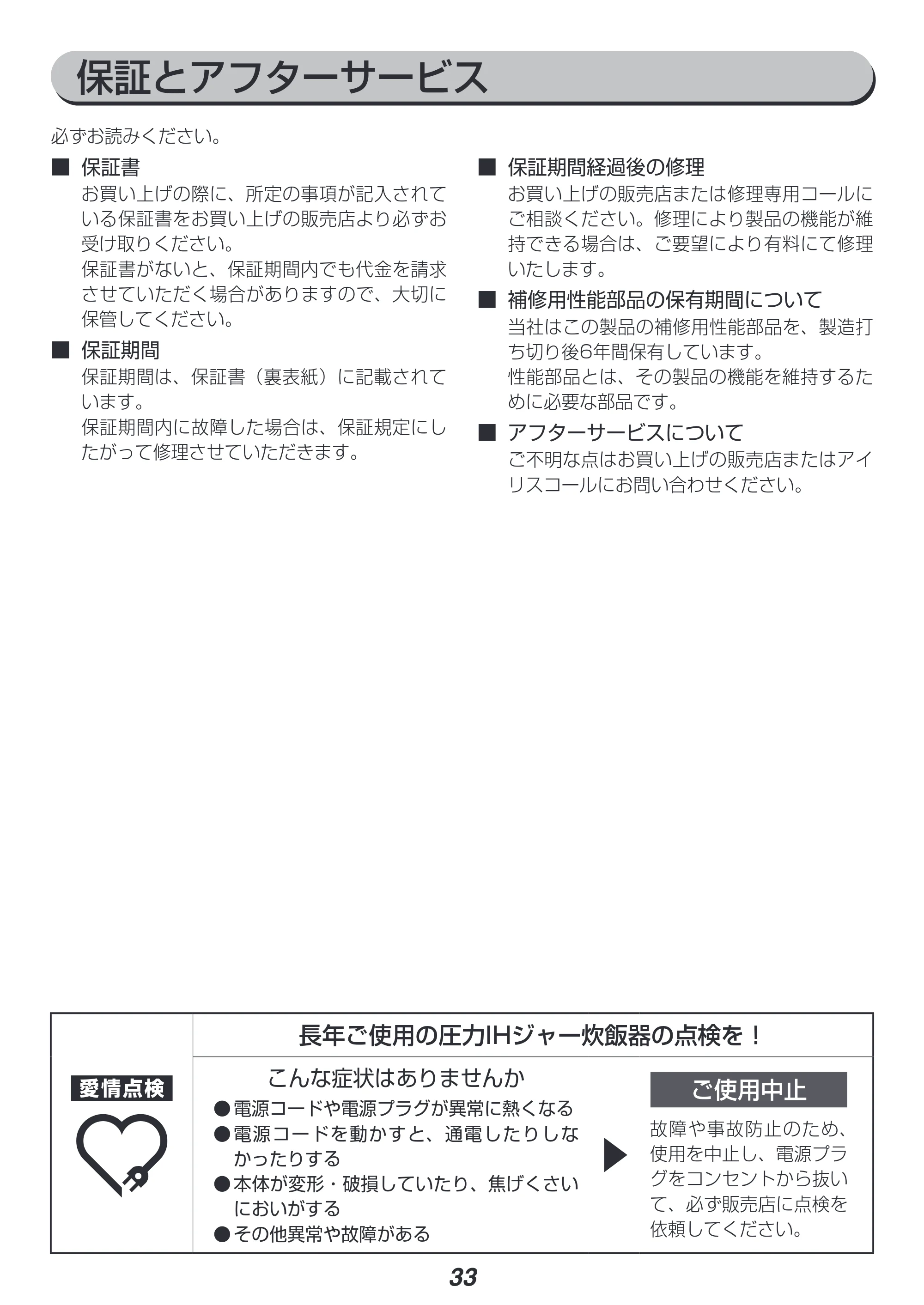 アイリスオーヤマ KRC-PD50 取扱説明書 — 原本ページ — 33ページ