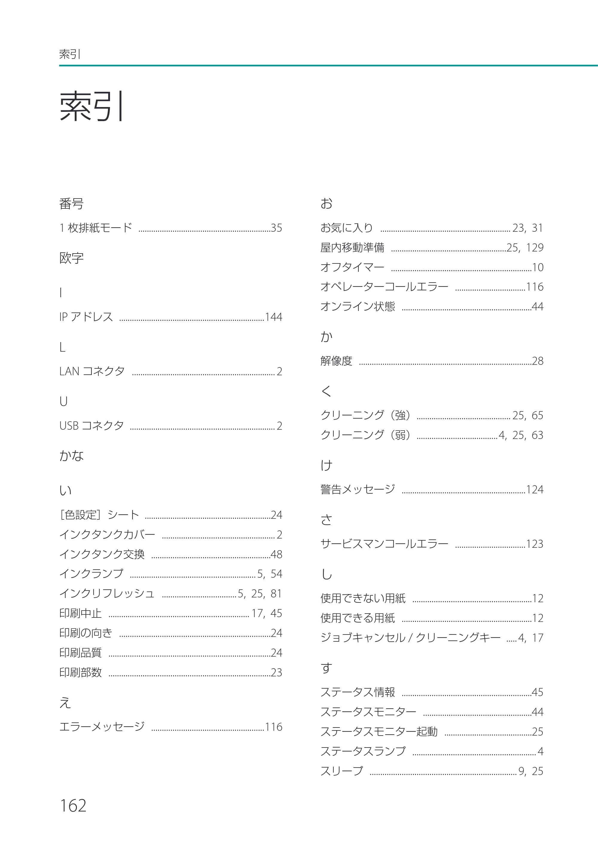 キヤノン CX-M1700 CX-M1700 ユーザーズガイド （PDF形式／5.51Mバイト） — 索引 — 原本ページ — 168ページ