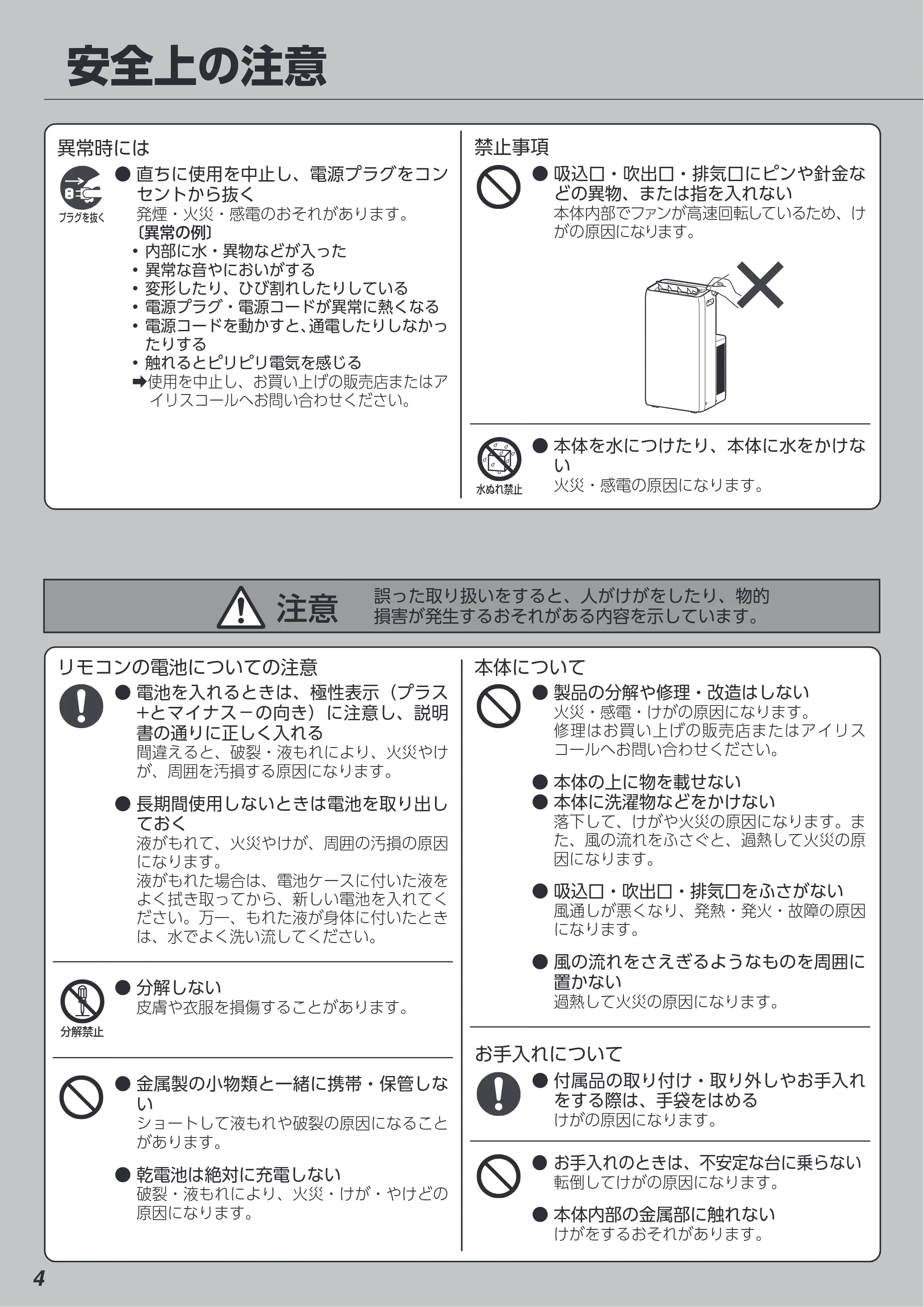 アイリスオーヤマ IPA-2822GH 取扱説明書 — 原本ページ — 4ページ