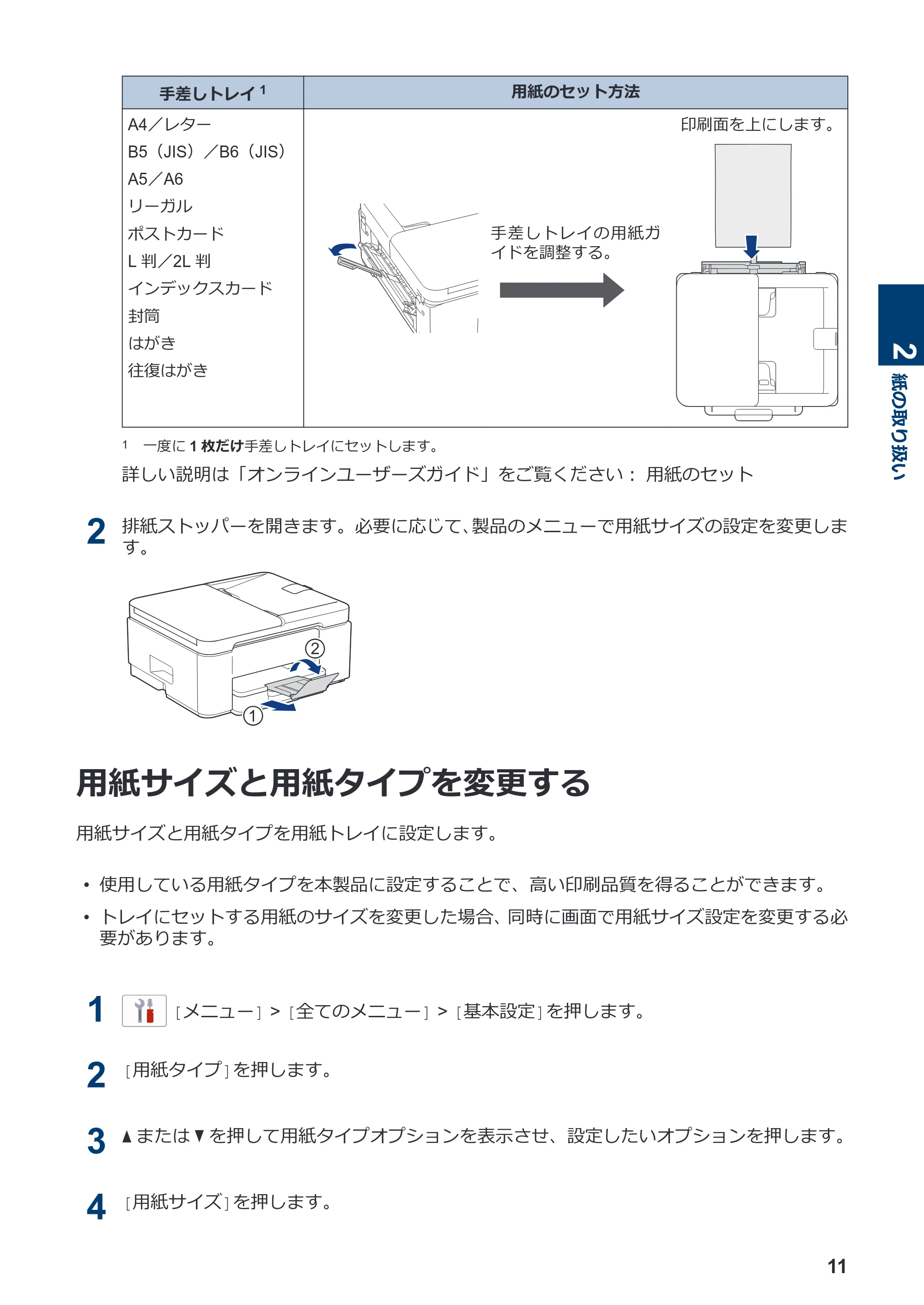 ブラザー MFC-J943DN / MFC-J943DWN / MFC-J742DN / MFC-J742DWN かんたん操作ガイド — 用紙サイズと用紙タイプを変更する — 原本ページ — 12ページ