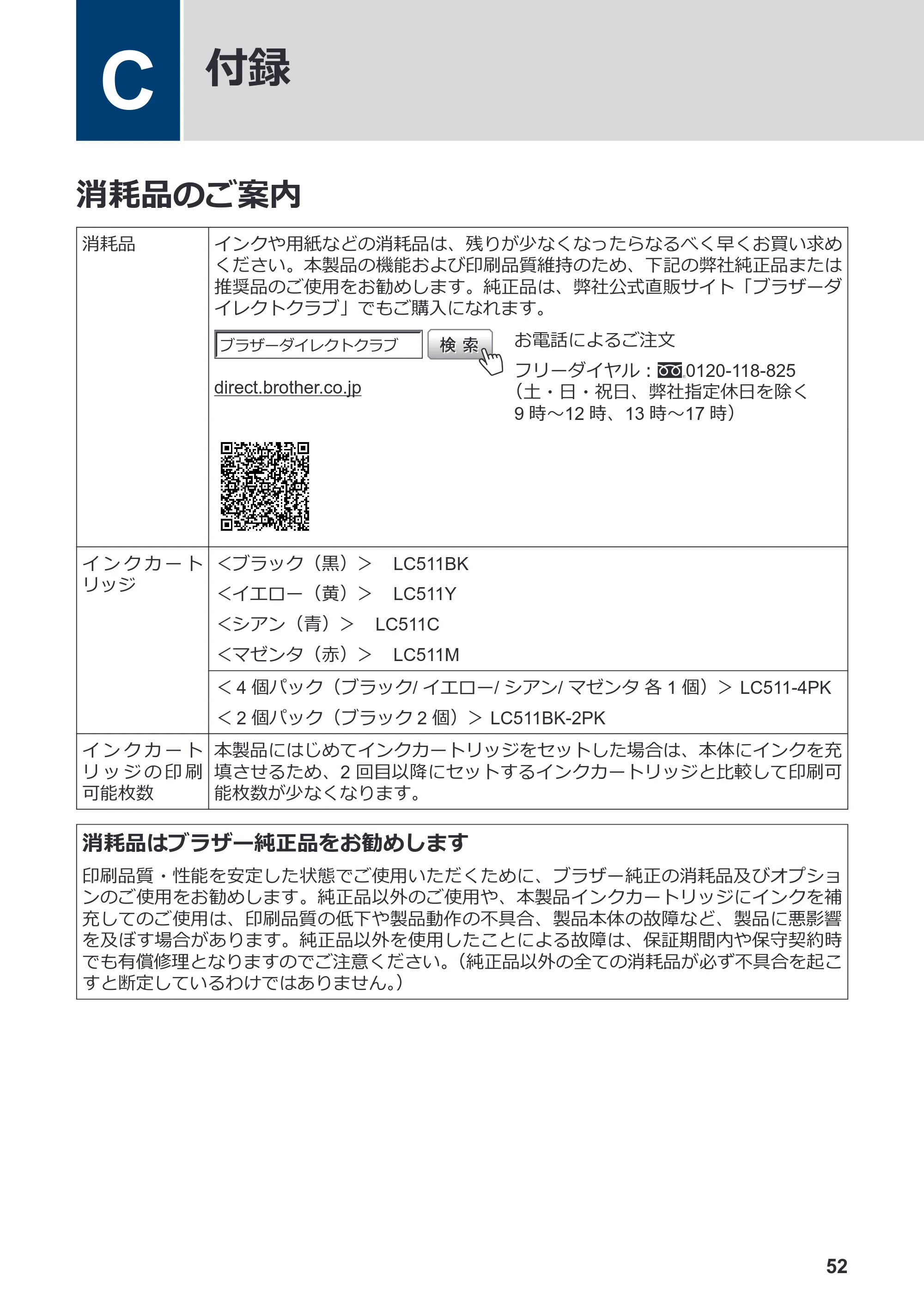 ブラザー MFC-J943DN / MFC-J943DWN / MFC-J742DN / MFC-J742DWN かんたん操作ガイド — C 付録 — 原本ページ — 53ページ
