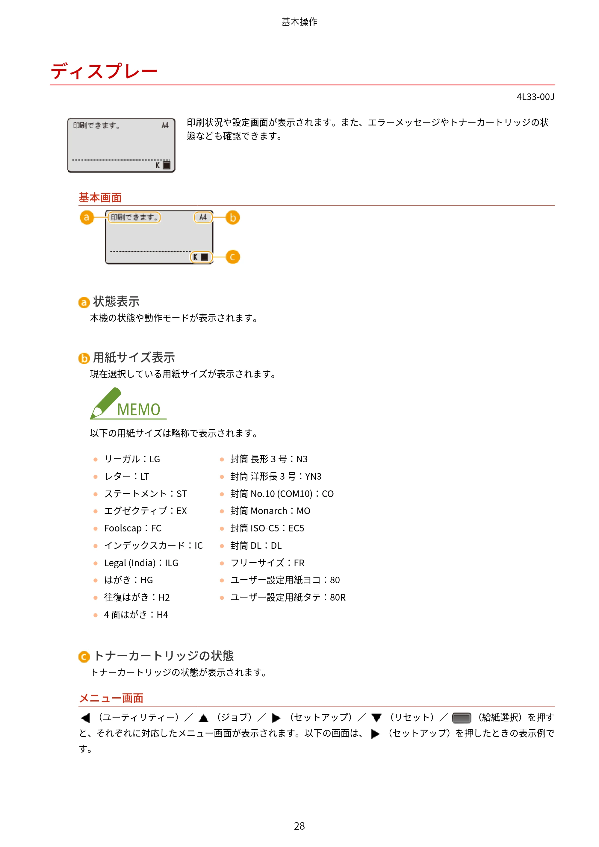 キヤノン LBP322i/LBP321 ユーザーズガイド 2026年6月25日更新(PDF:8.73MB) — ディスプレー — 原本ページ — 34ページ