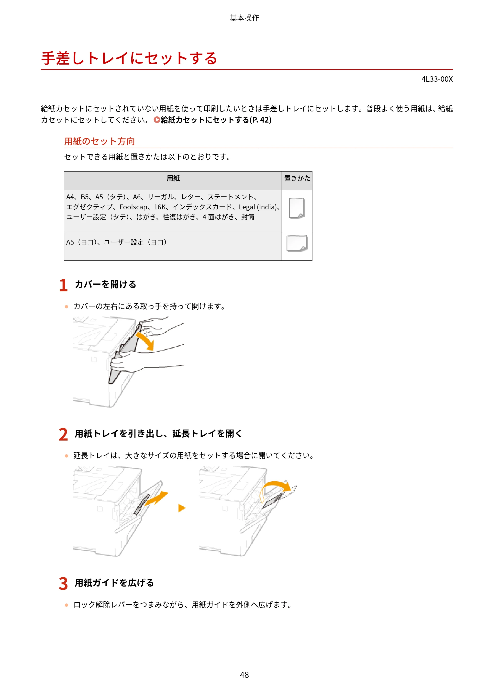 キヤノン LBP322i/LBP321 ユーザーズガイド 2026年6月25日更新（PDF：8.73MB） — 手差しトレイにセットする — 原本ページ — 54ページ