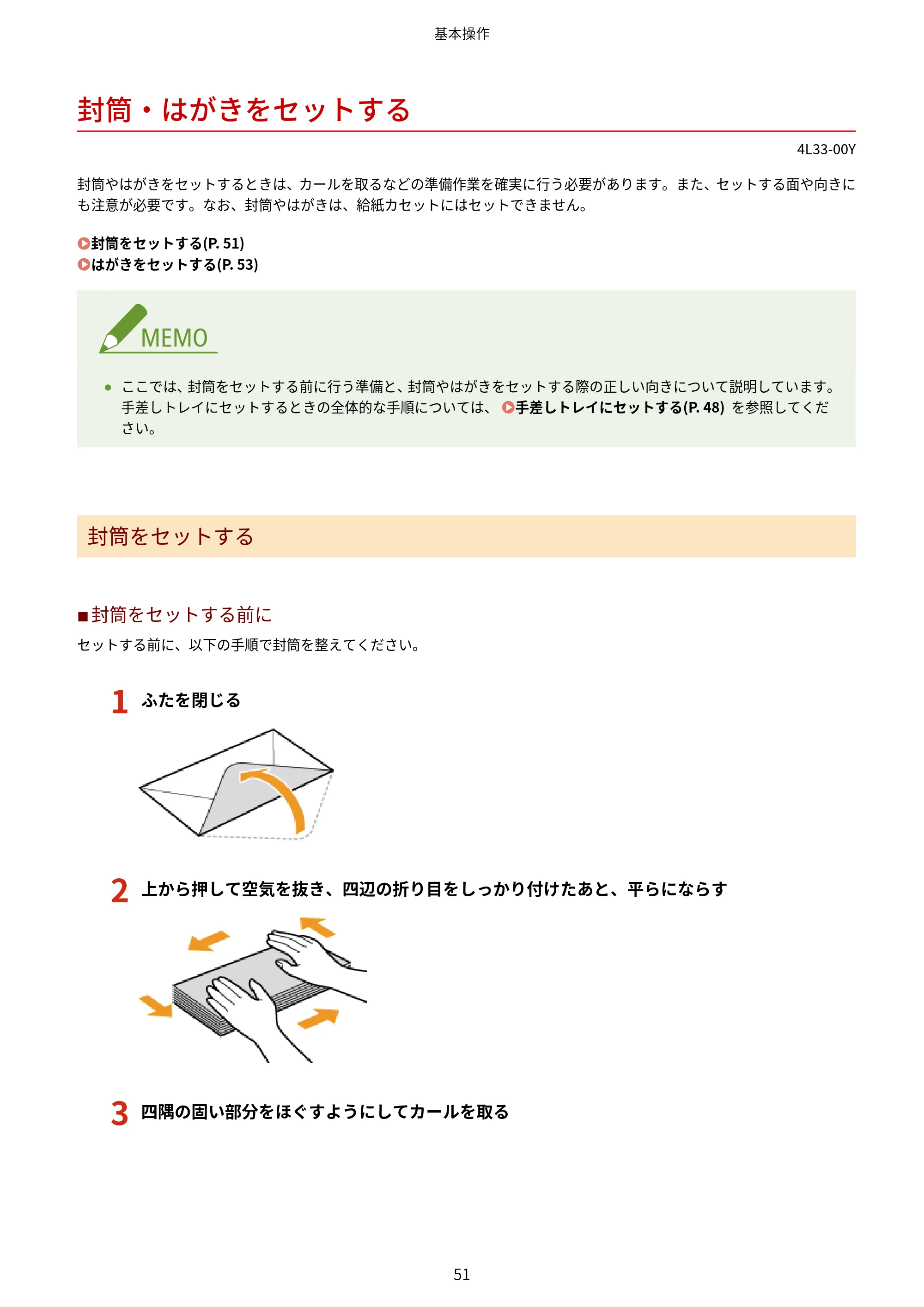 キヤノン LBP322i/LBP321 ユーザーズガイド 2026年6月25日更新（PDF：8.73MB） — 封筒・はがきをセットする — 原本ページ — 57ページ