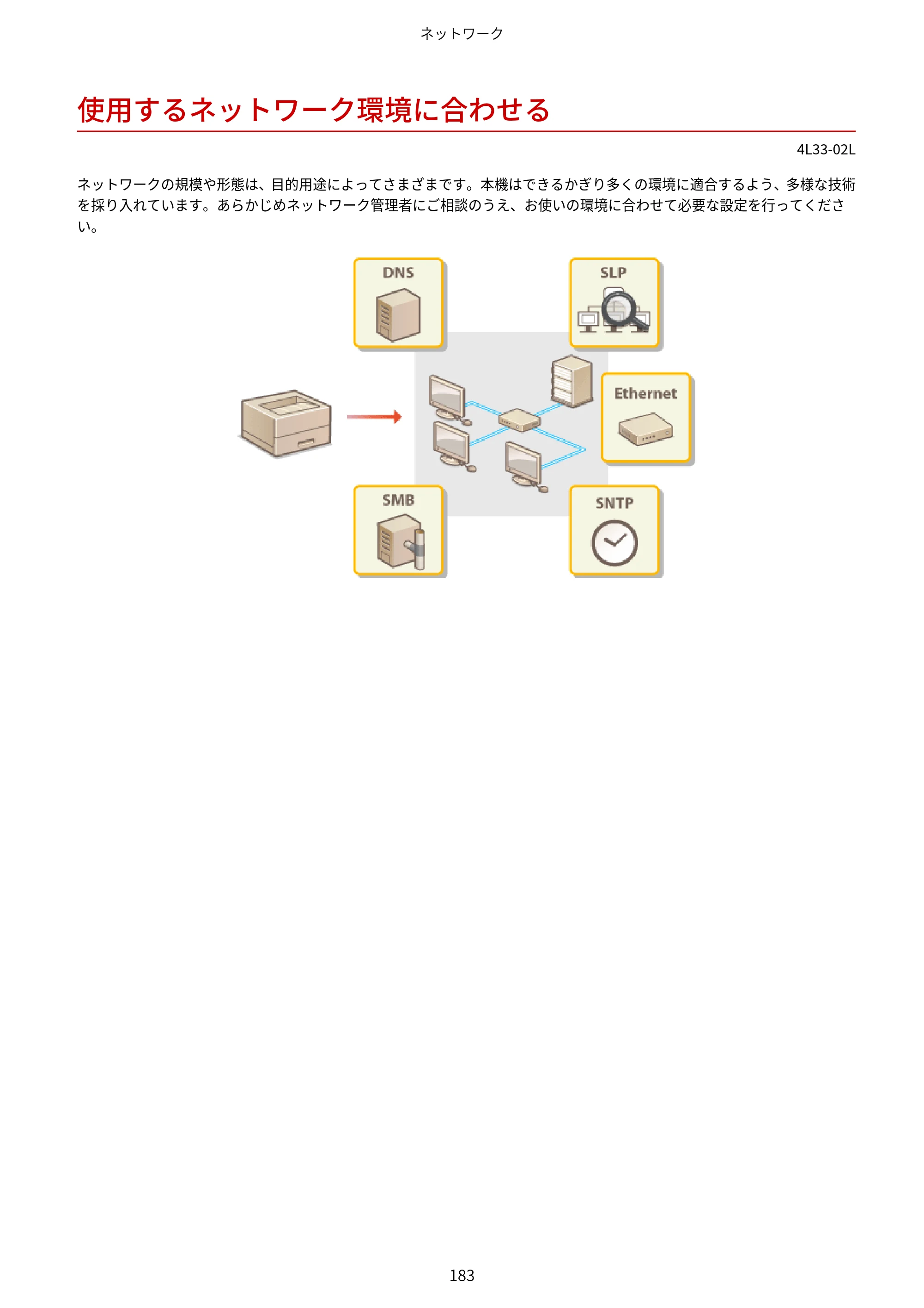 キヤノン LBP322i/LBP321 ユーザーズガイド 2026年6月25日更新（PDF：8.73MB） — 使用するネットワーク環境に合わせる — 原本ページ — 189ページ
