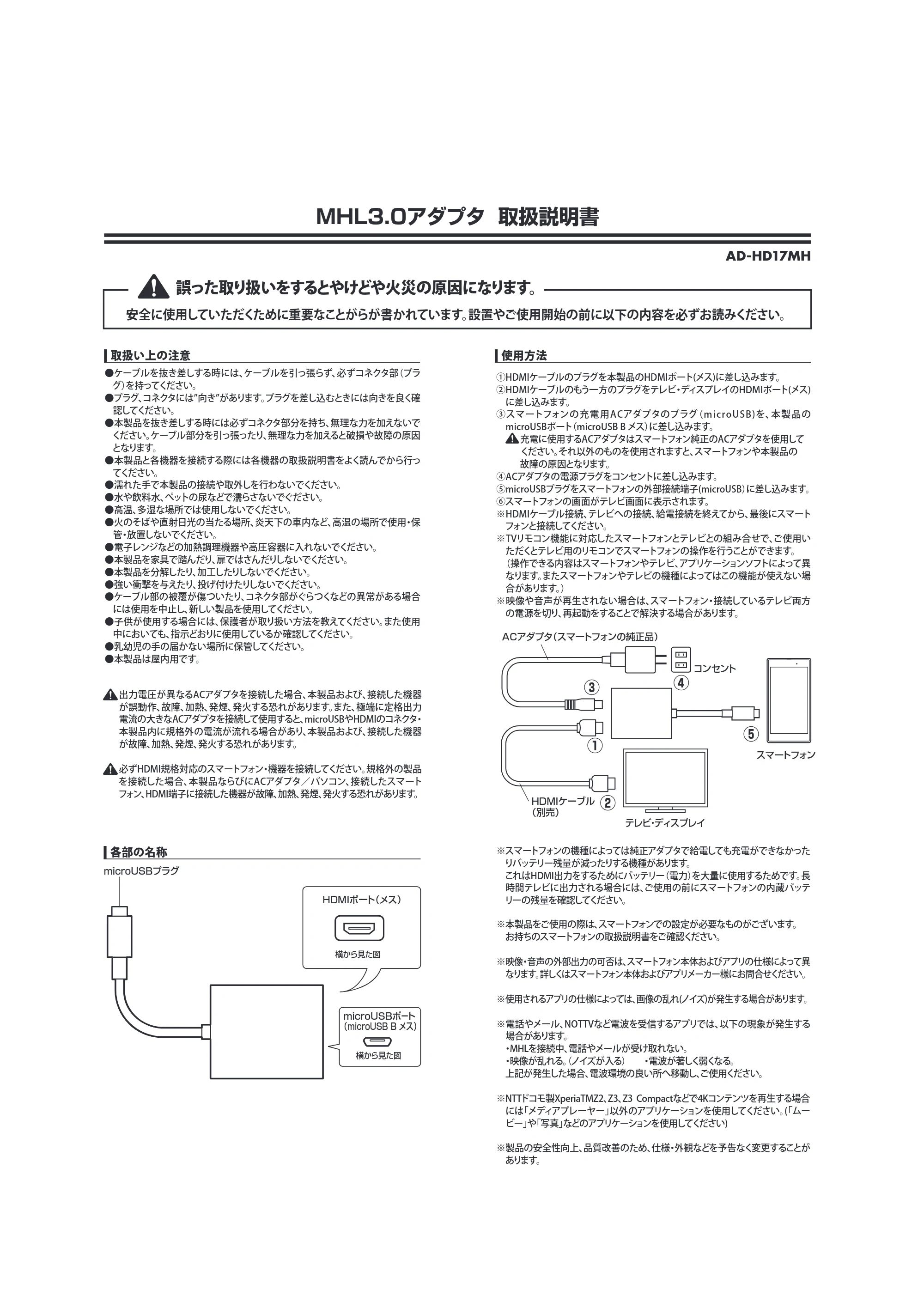 サンワサプライ AD-HD17MH 取扱説明書 — 原本ページ — 1ページ