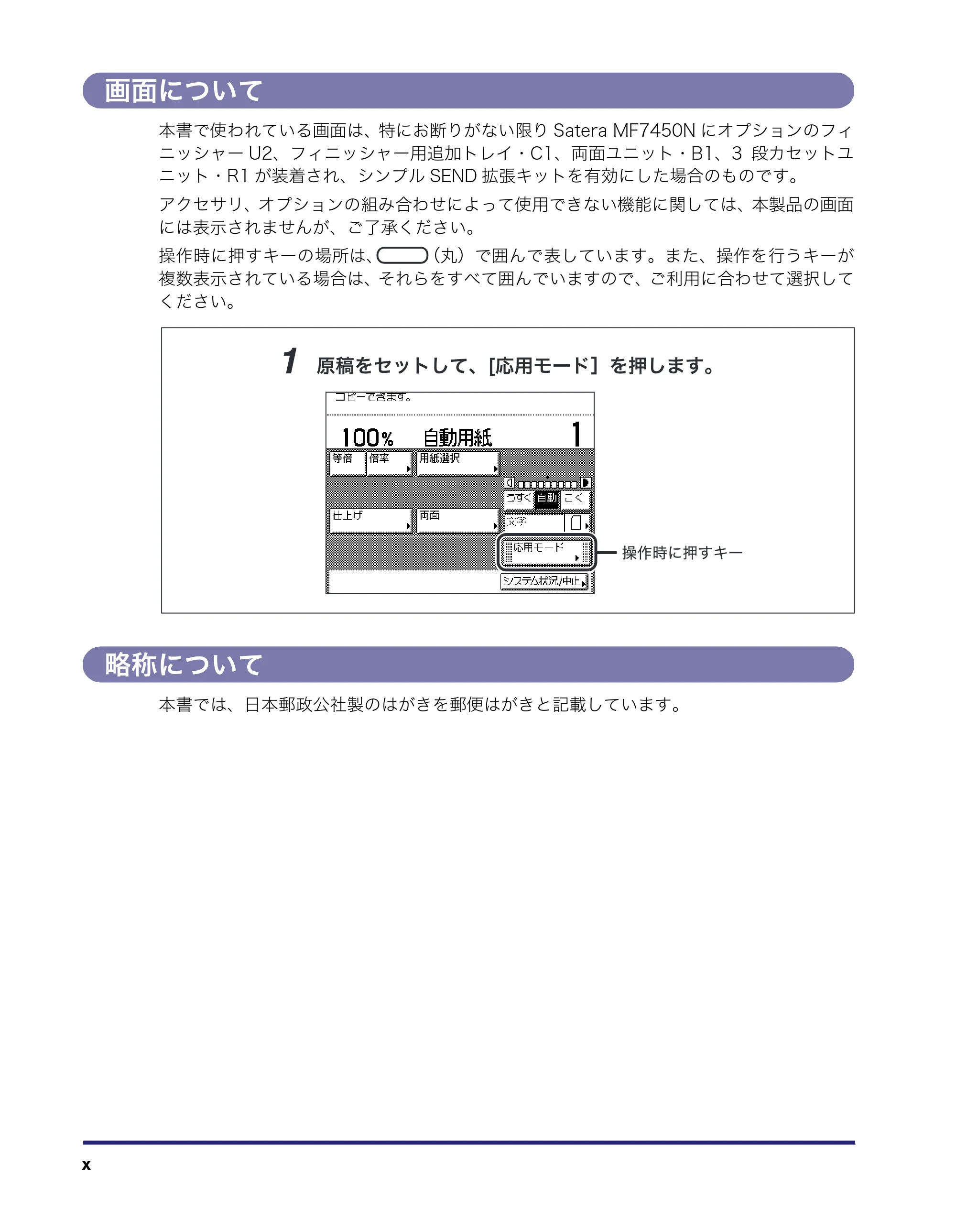キヤノン MF7450N/MF7350N/MF7330 ユーザーズガイド （PDF形式／23.39Mバイト） — 画面について — 原本ページ — 12ページ