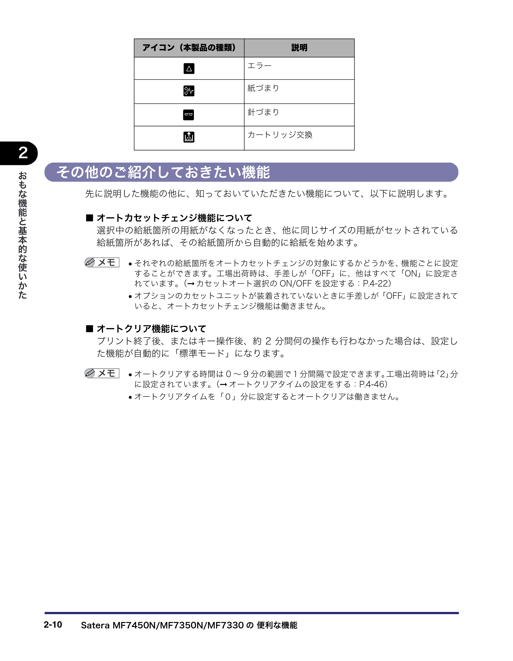 キヤノン MF7450N/MF7350N/MF7330 ユーザーズガイド （PDF形式／23.39Mバイト） — その他のご紹介しておきたい機能 — 原本ページ — 62ページ