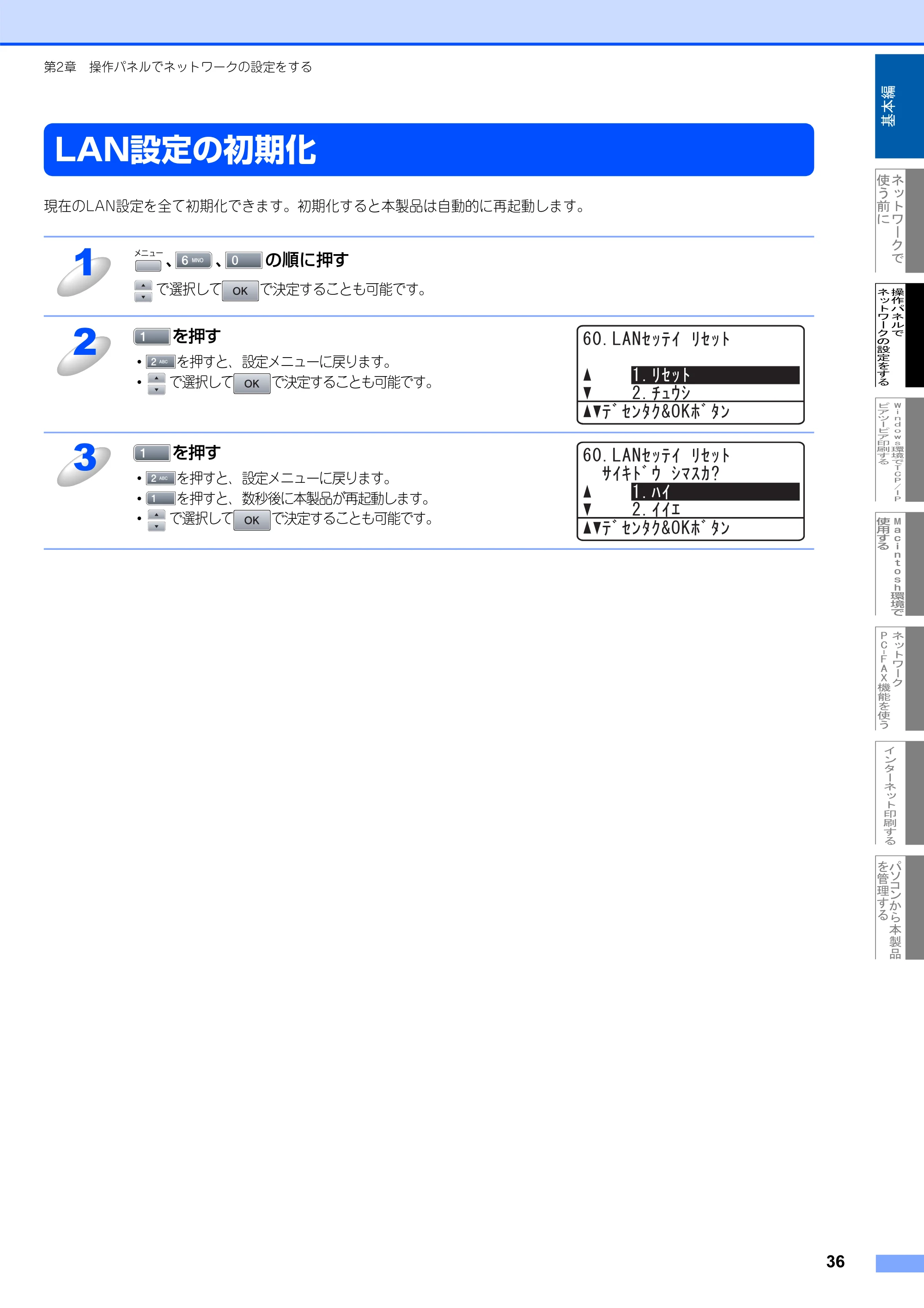 ブラザー MFC-8660DN ネットワーク取扱説明書 — LAN設定の初期化 — 原本ページ — 37ページ
