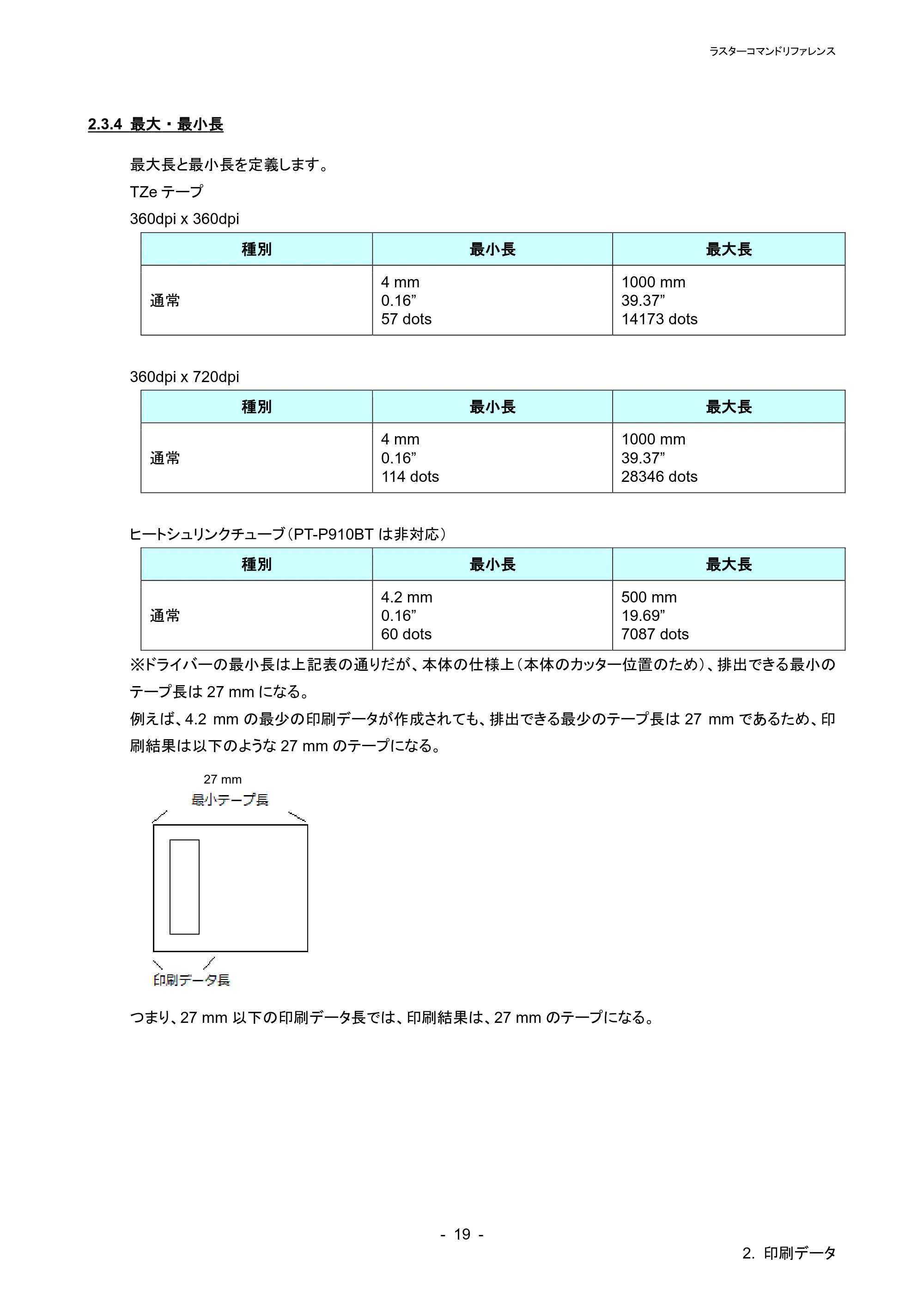 ブラザー PT-P900W / PT-P910BT / PT-P950NW ラスターコマンドリファレンス — 原本ページ — 23ページ