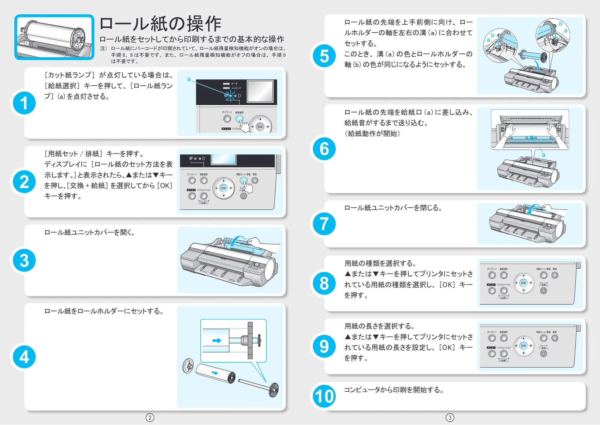 キヤノン iPF6100 / iPF605/605L クイック操作ガイド （PDF形式／1.98Mバイト） — ロール紙の操作 — 原本ページ — 2ページ