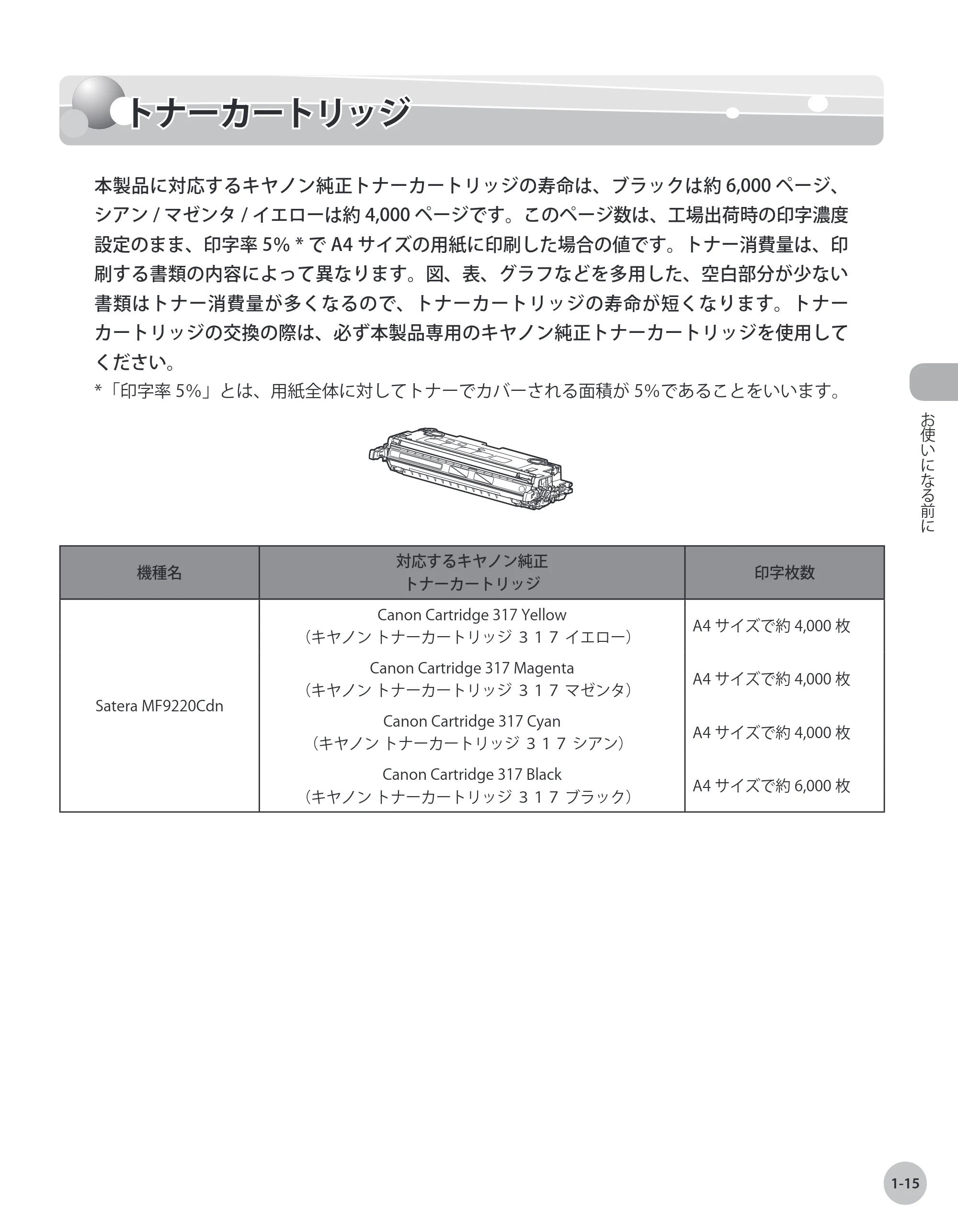 キヤノン MF9220Cdn 操作ガイド 2011年5月12日更新 （PDF形式／23.29Mバイト） — トナーカートリッジ — 原本ページ — 38ページ