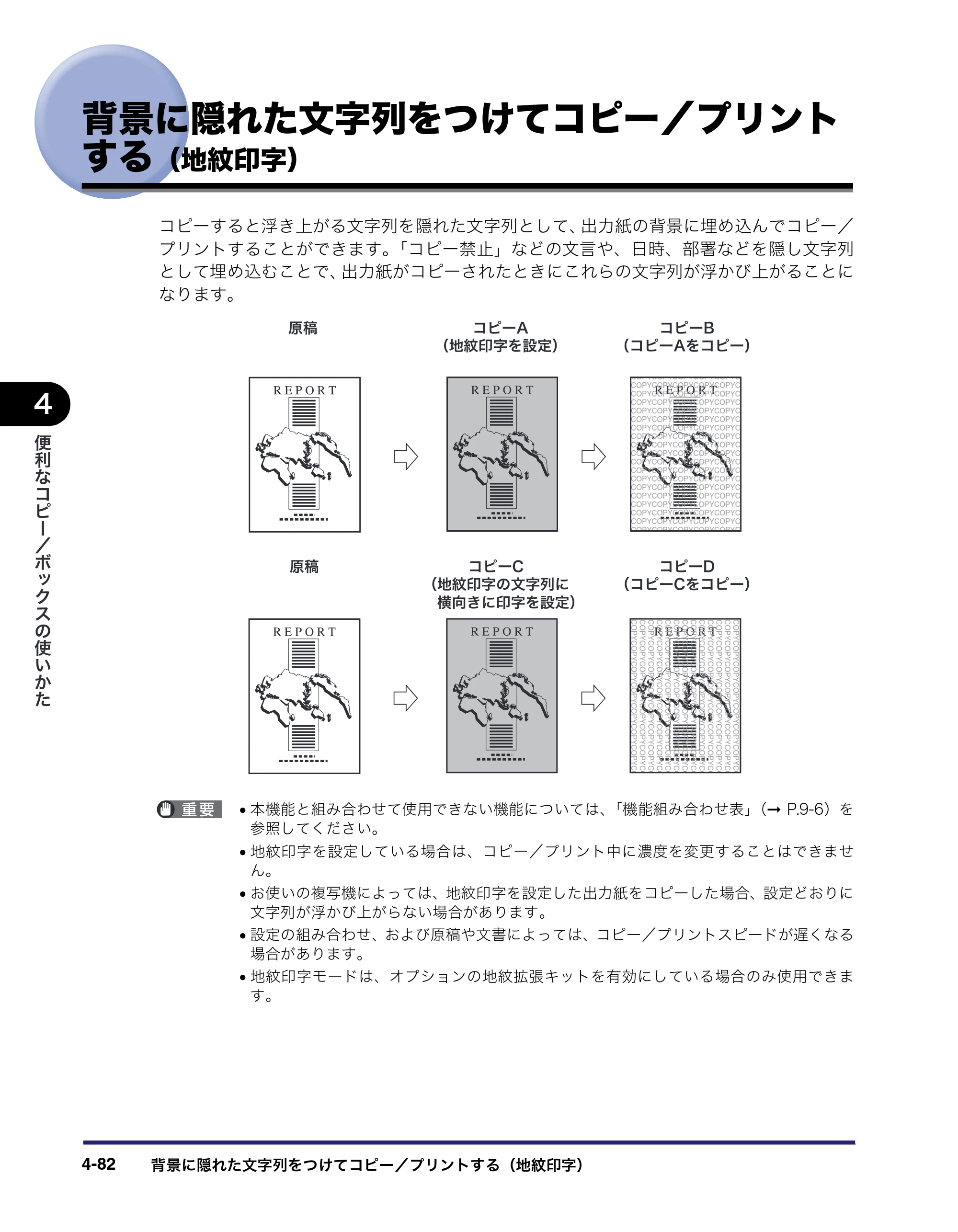 キヤノン iR C6880N/C5880N コピー／ボックスガイド （PDF形式／16.17Mバイト） — 背景に隠れた文字列をつけてコピー／プリント する（地紋印字） — 原本ページ — 236ページ
