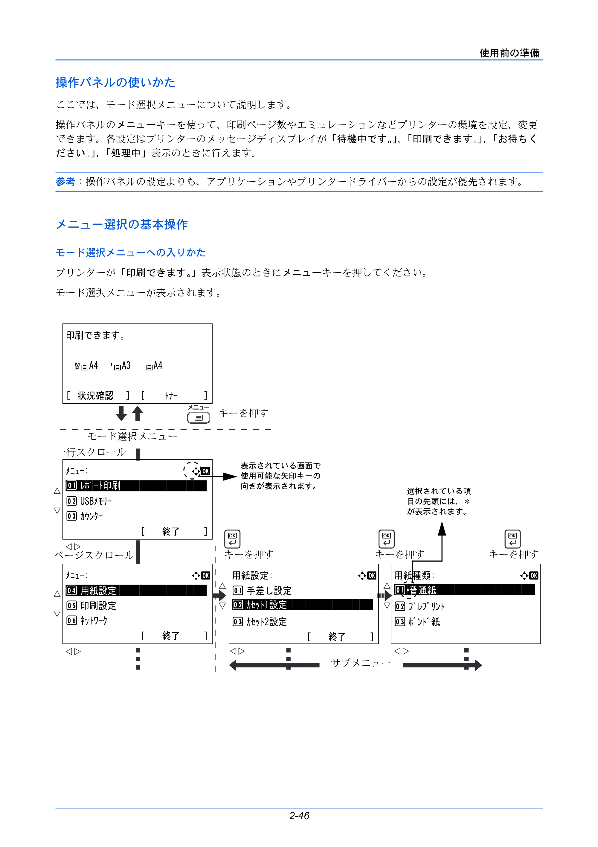 京セラ LS-C8650DN / LS-C8600DN LS-C8600DN/LS-C8650DN 使用説明書 — 操作パネルの使いかた — 原本ページ — 72ページ