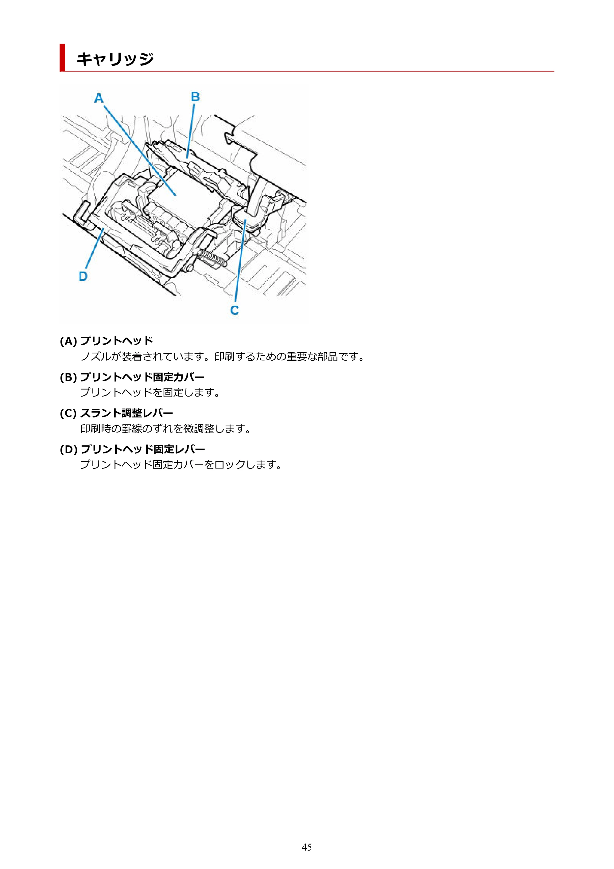 キヤノン GP-200・GP-300 GP-300・GP-200 （PDF） 電子マニュアル（Mac）2025年5月29日更新（PDF：8.23MB） — キャリッジ — 原本ページ — 45ページ