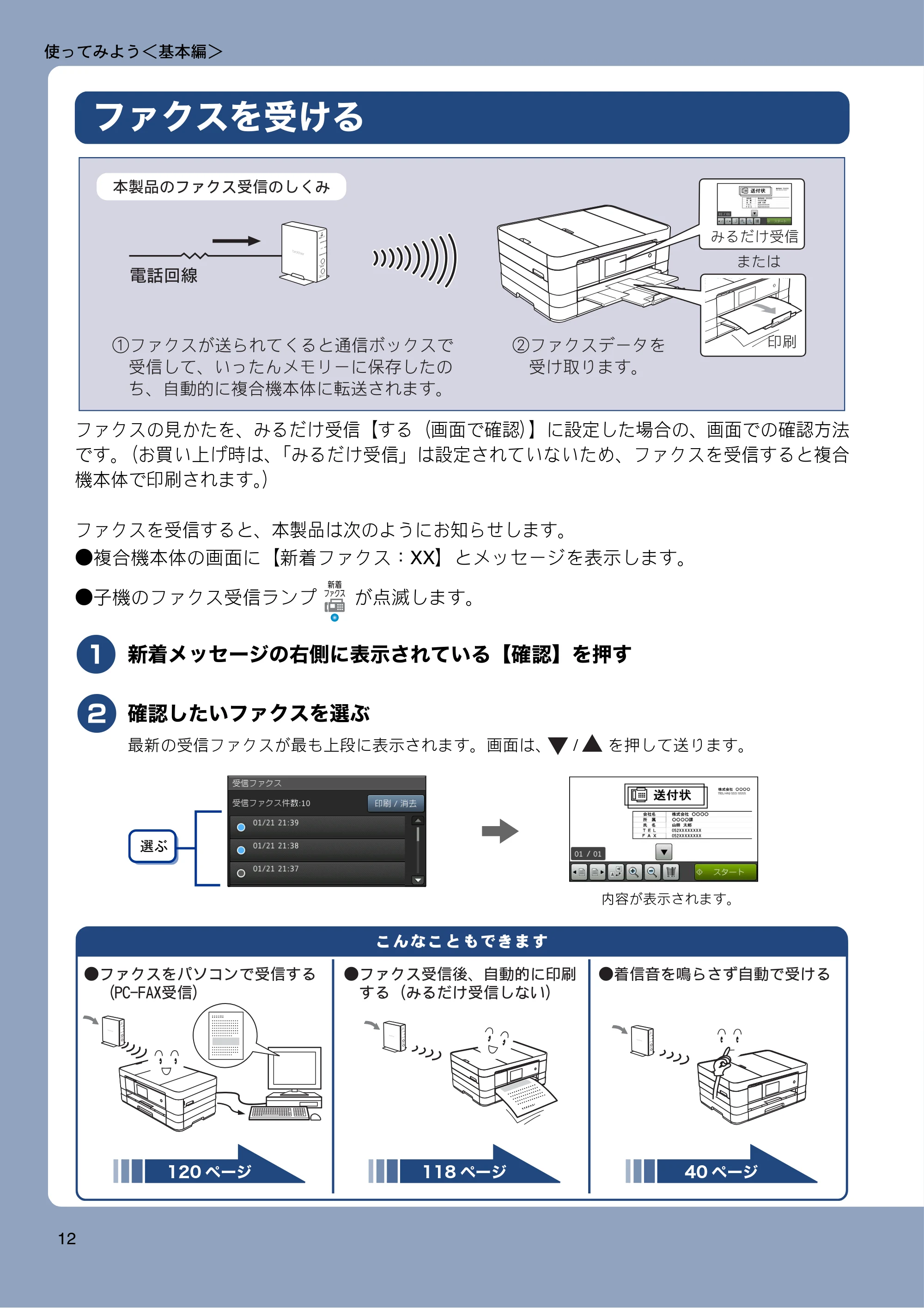 ブラザー MFC-J4810DN ユーザーズガイド ~基本編~ — ファクスを受ける — 原本ページ — 12ページ