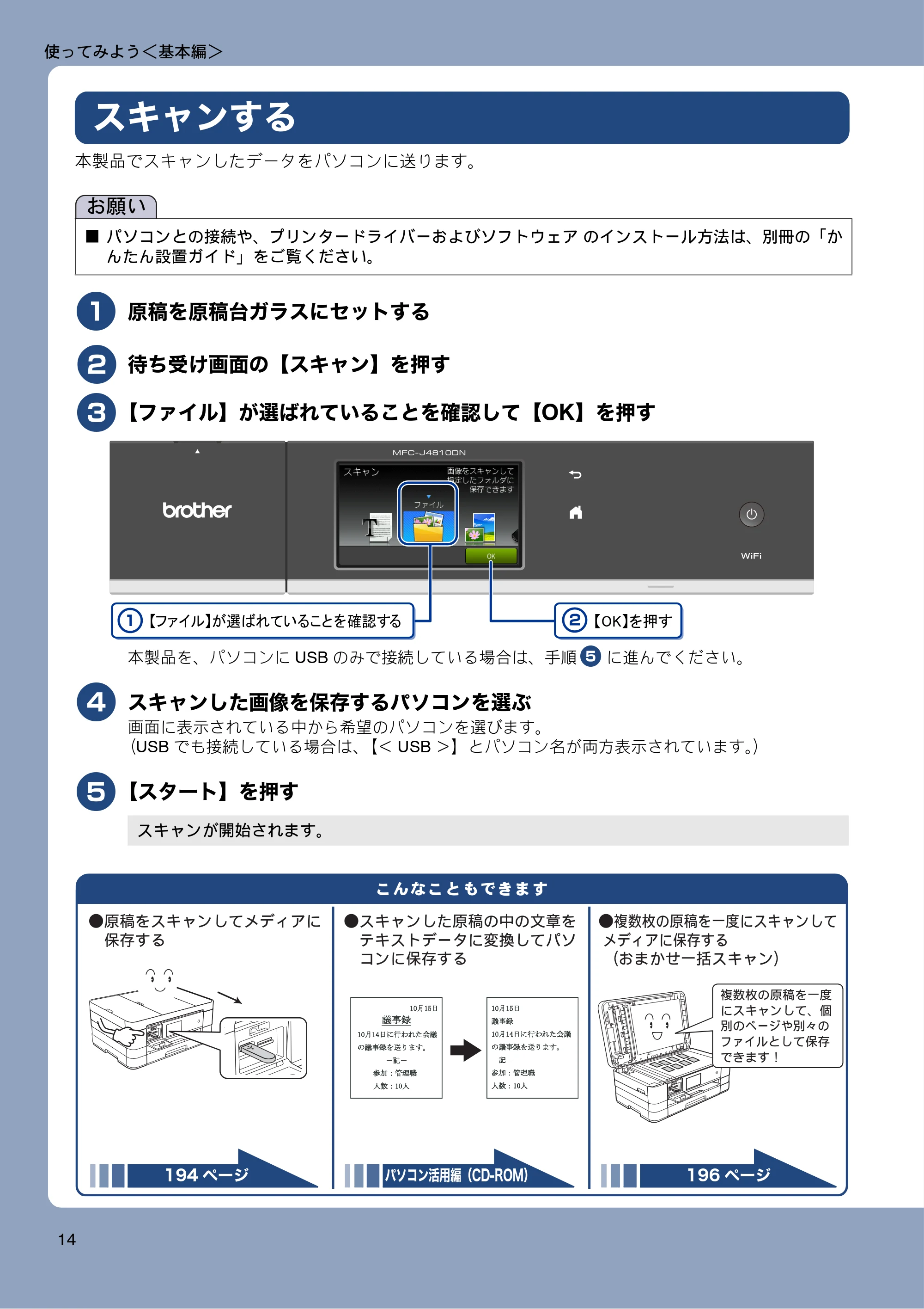ブラザー MFC-J4810DN ユーザーズガイド ~基本編~ — スキャンする — 原本ページ — 14ページ
