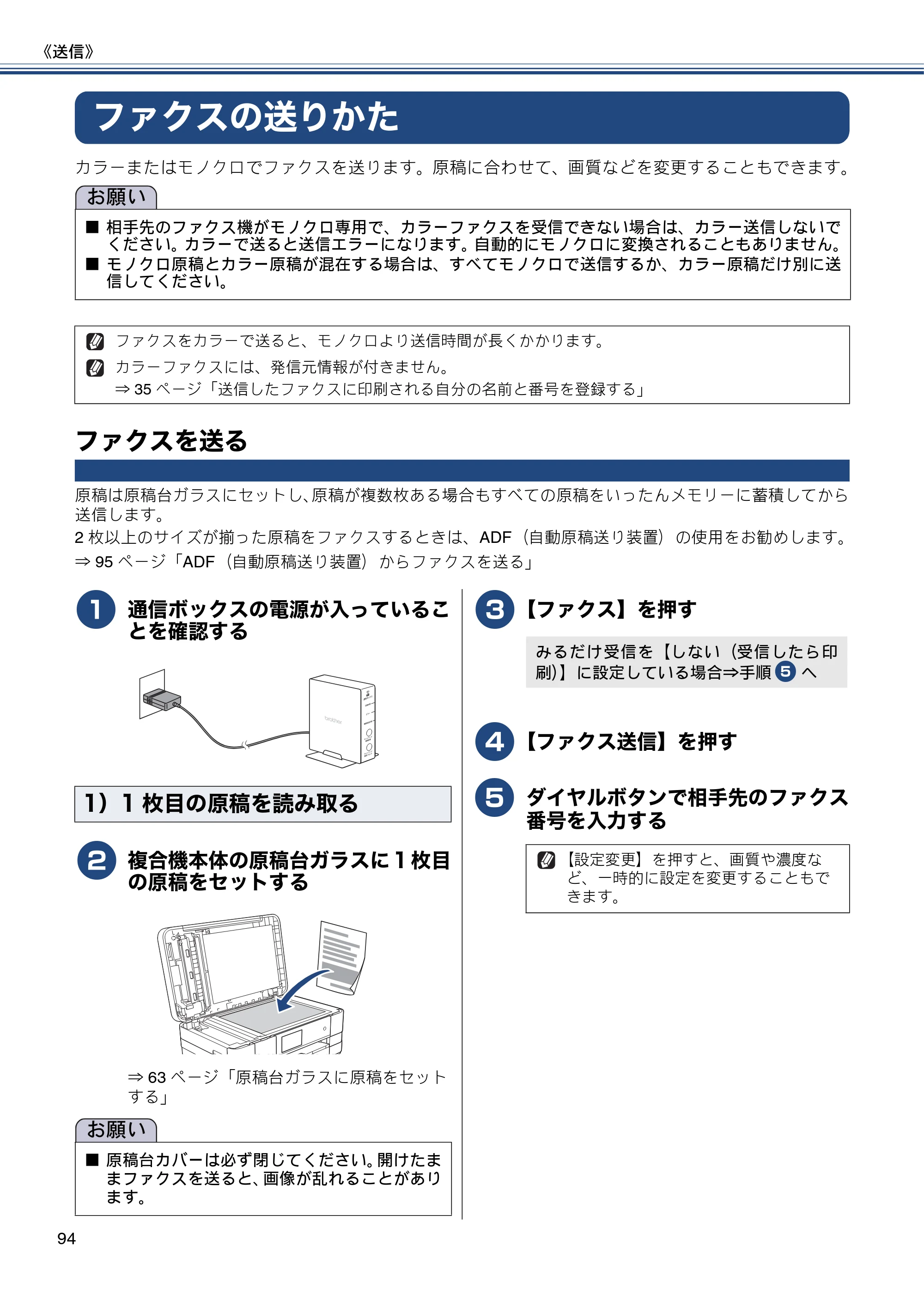 ブラザー MFC-J4810DN ユーザーズガイド ～基本編～ — ファクスの送りかた — 原本ページ — 94ページ