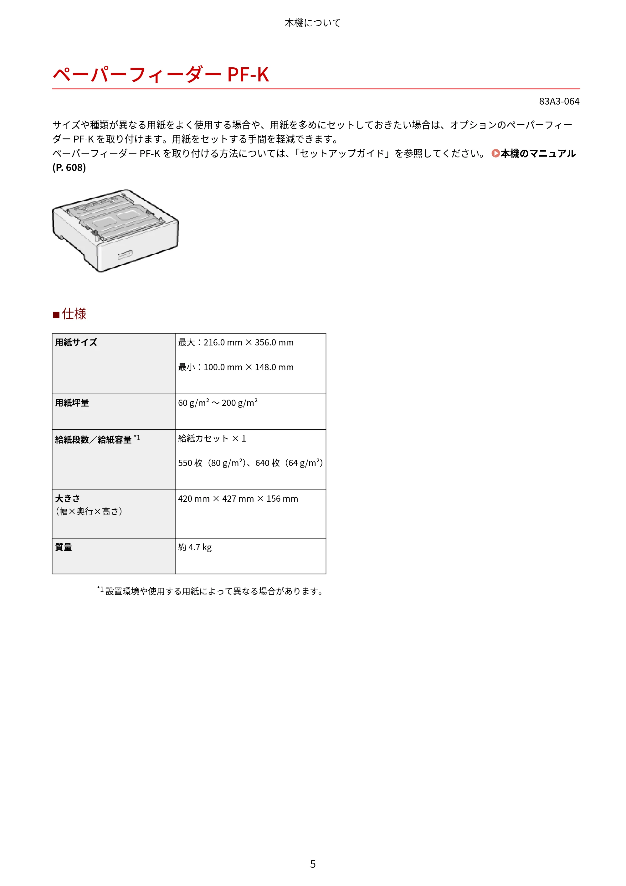 キヤノン LBP674C・LBP672C・LBP671C ユーザーズガイド 2023年7月27日掲載(PDF:4.17MB) — ペーパーフィーダー PF-K — 原本ページ — 13ページ