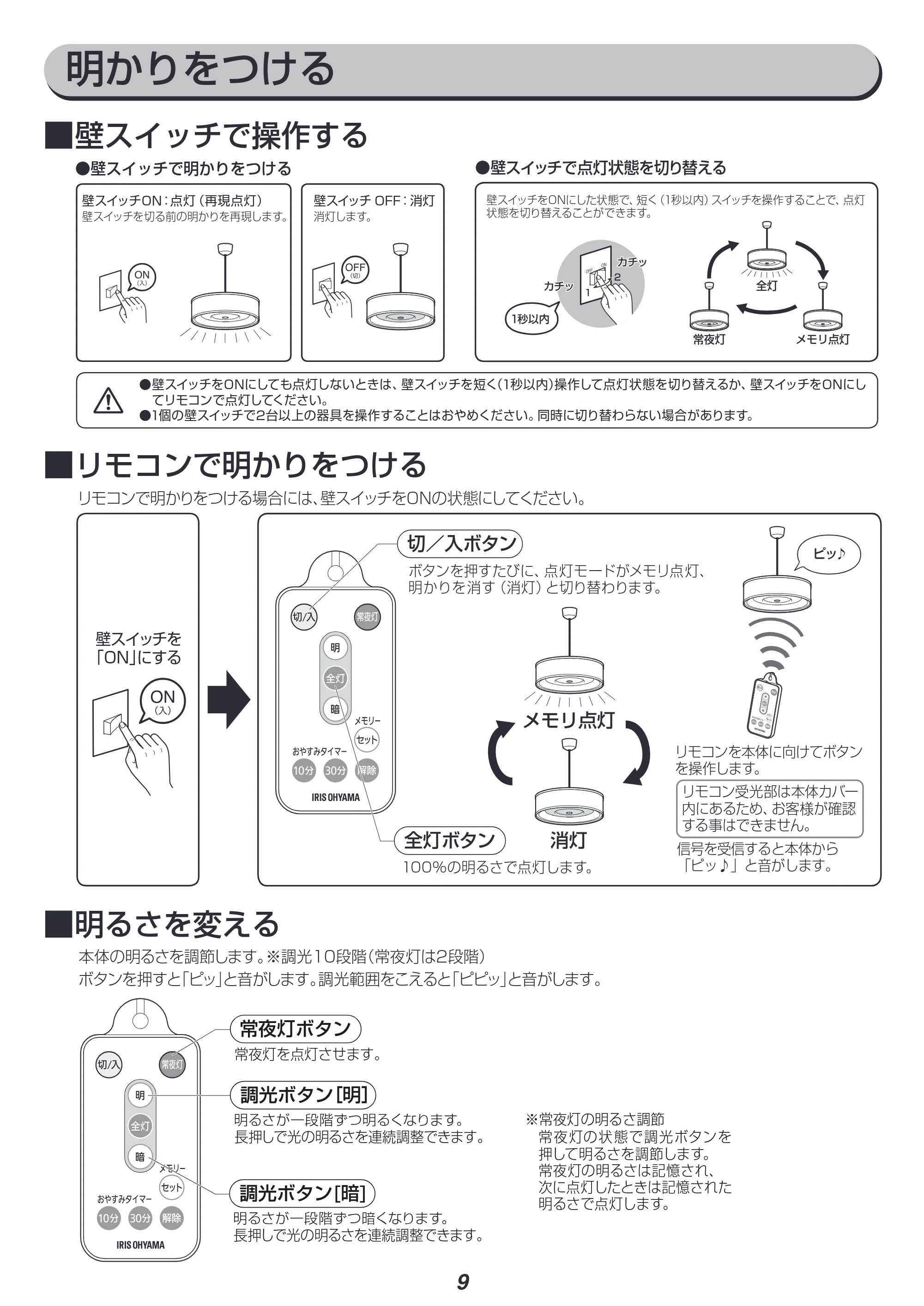 アイリスオーヤマ PLM8D-FDWO 取扱説明書 — 原本ページ — 9ページ