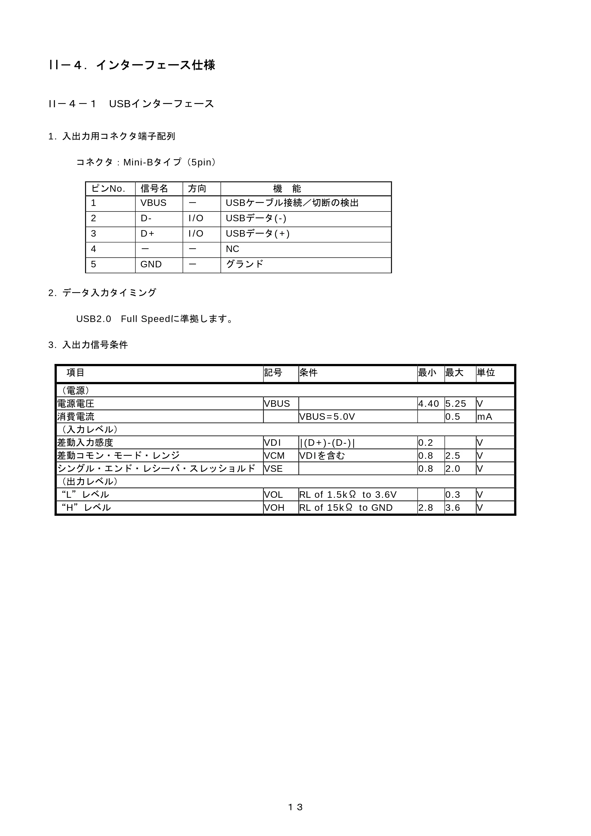 ブラザー PJ-520 / PJ-560 コマンドリファレンス — II-4. インターフェース仕様 — 原本ページ — 13ページ
