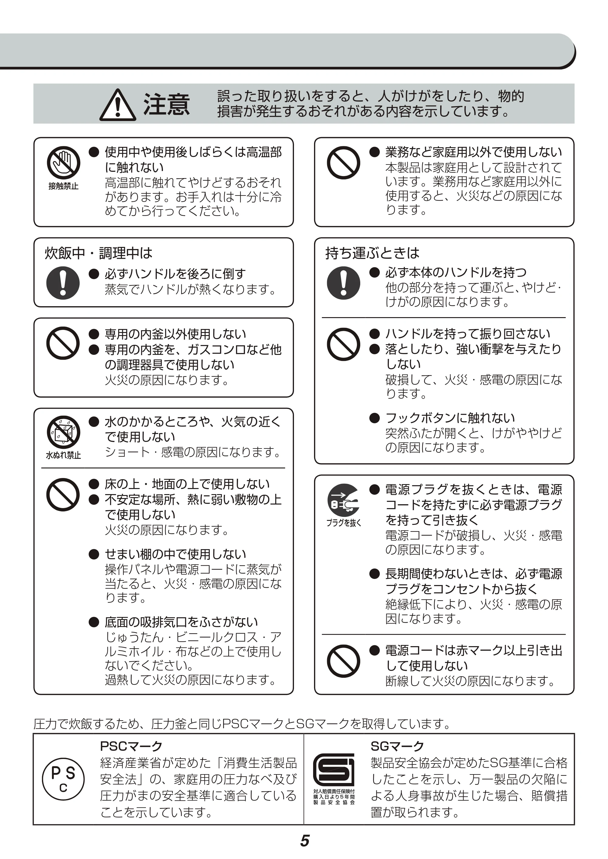 アイリスオーヤマ RC-PA10 取扱説明書 — 原本ページ — 5ページ