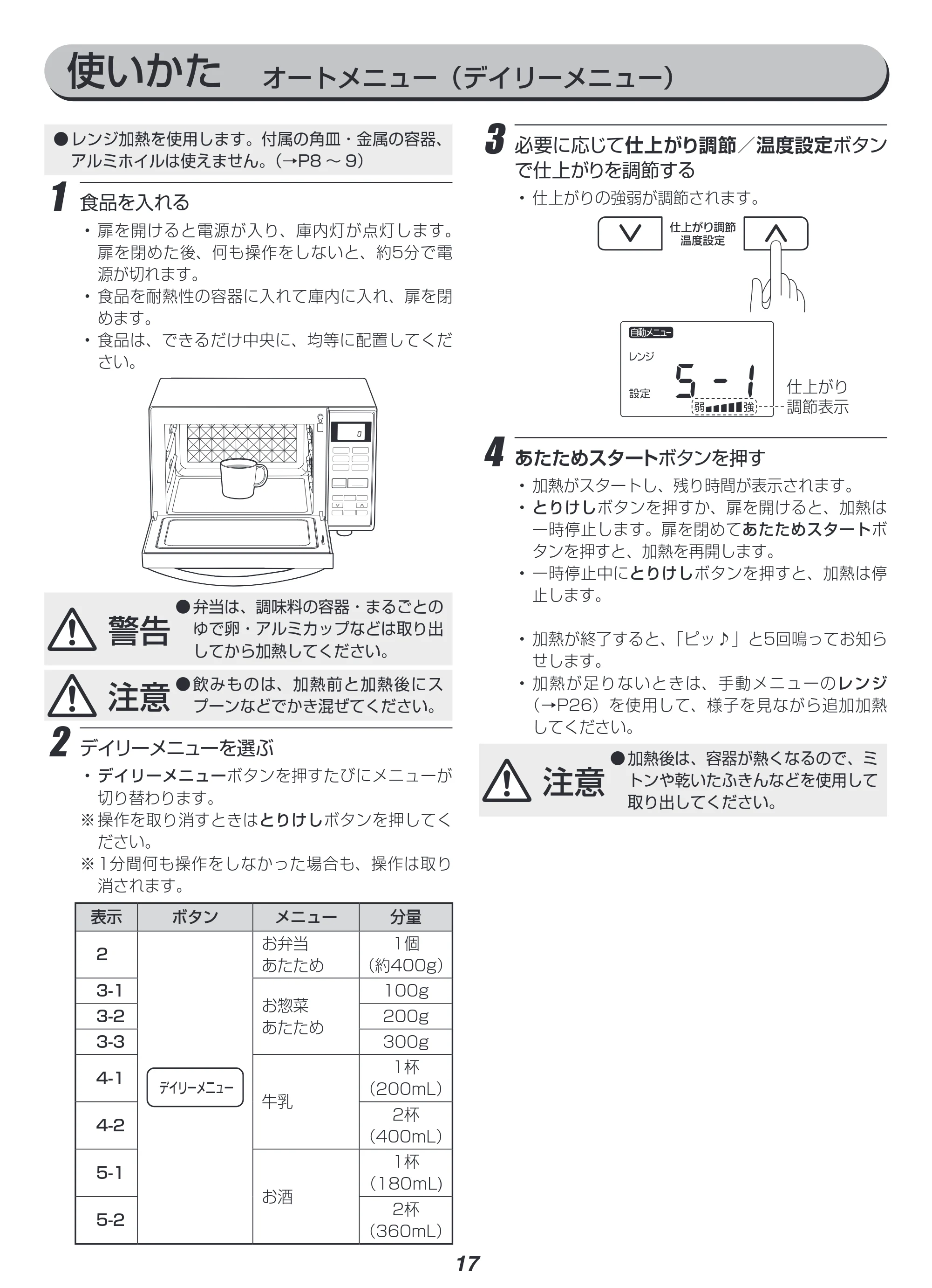 アイリスオーヤマ MO-F1807 取扱説明書 — 原本ページ — 17ページ