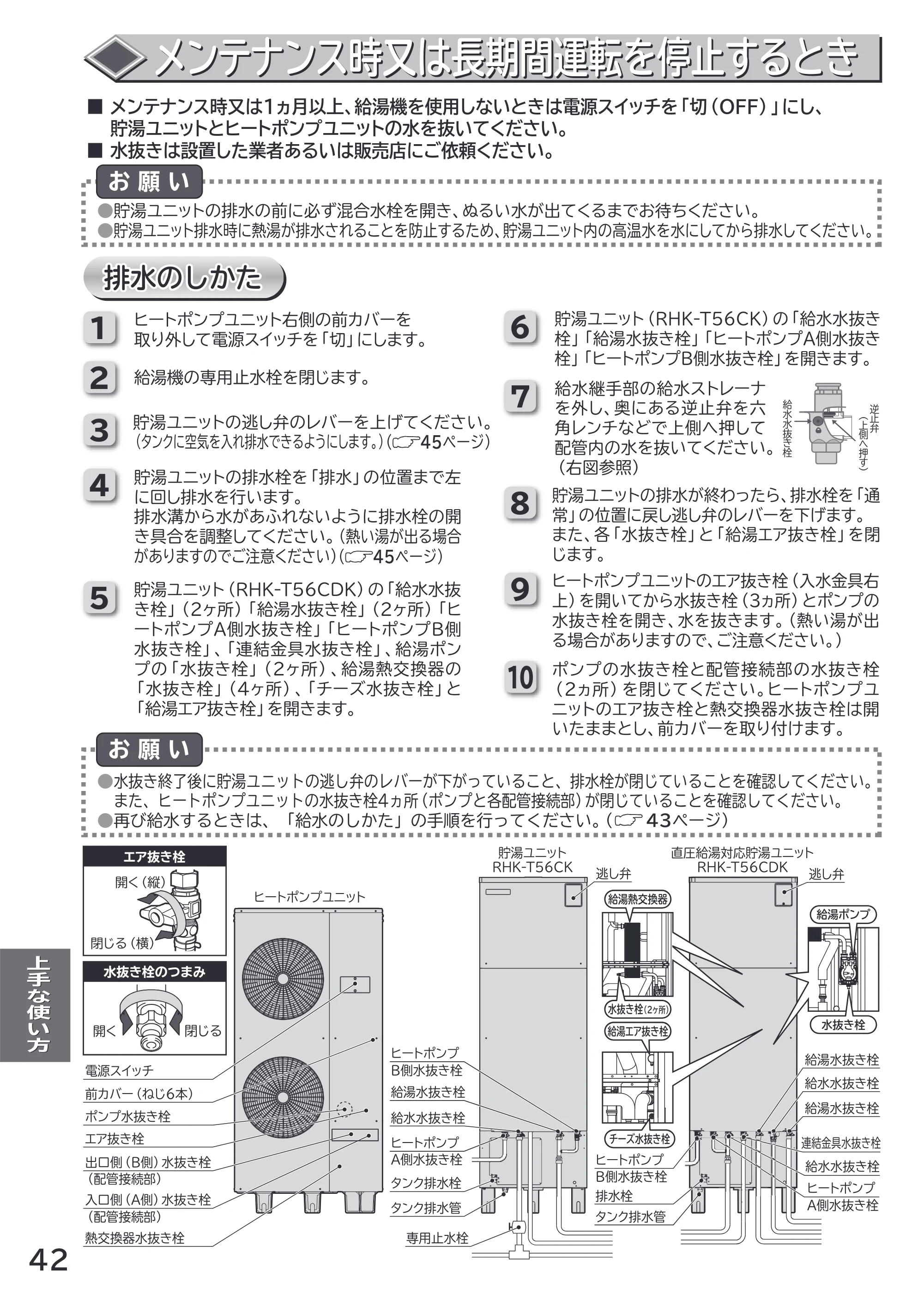日立 RHK-1501CDKS 取扱説明書 — メンテナンス時又は長期間運転を停止するとき — 原本ページ — 42ページ